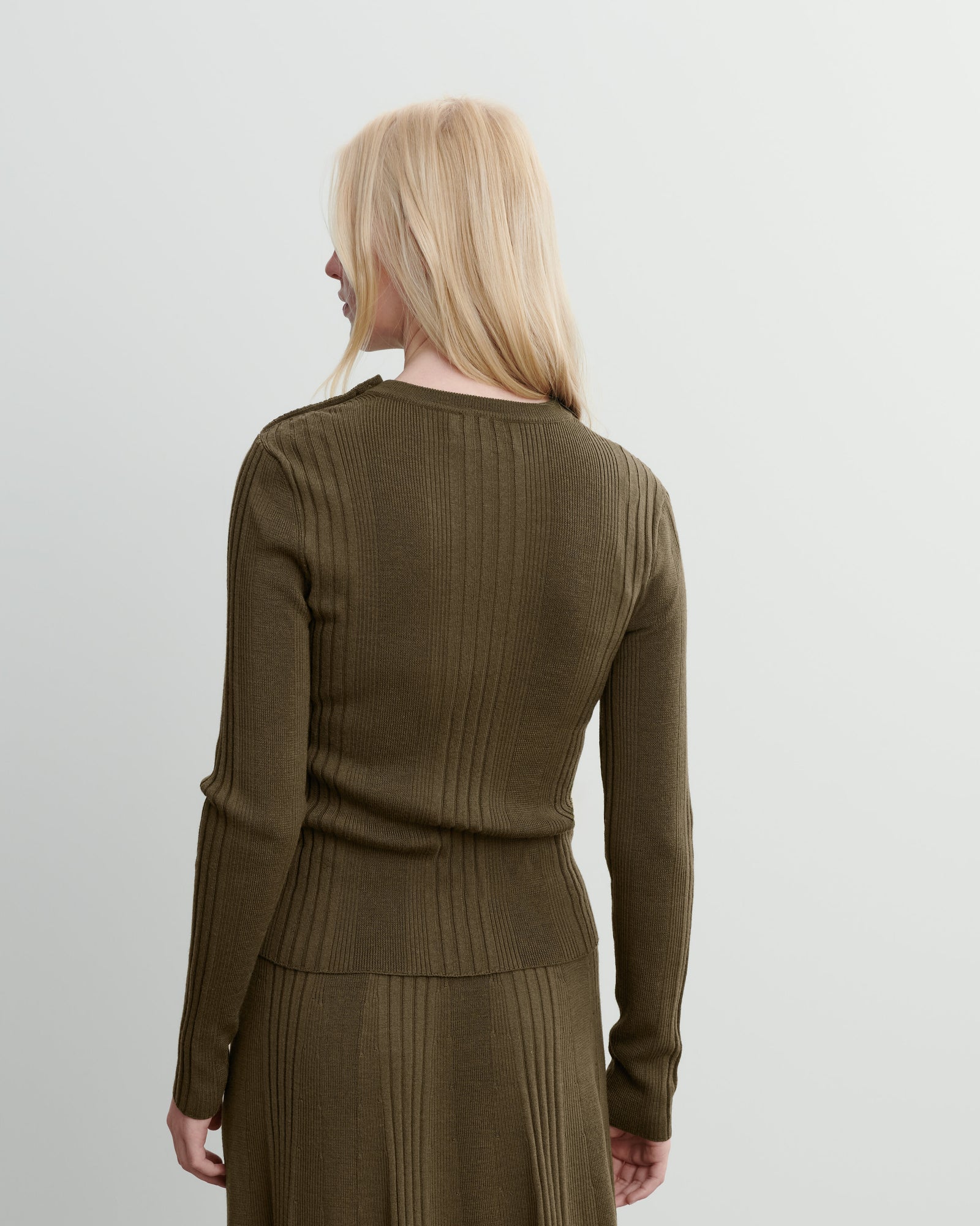 Pull col rond à côtes-BRONZE-100% laine