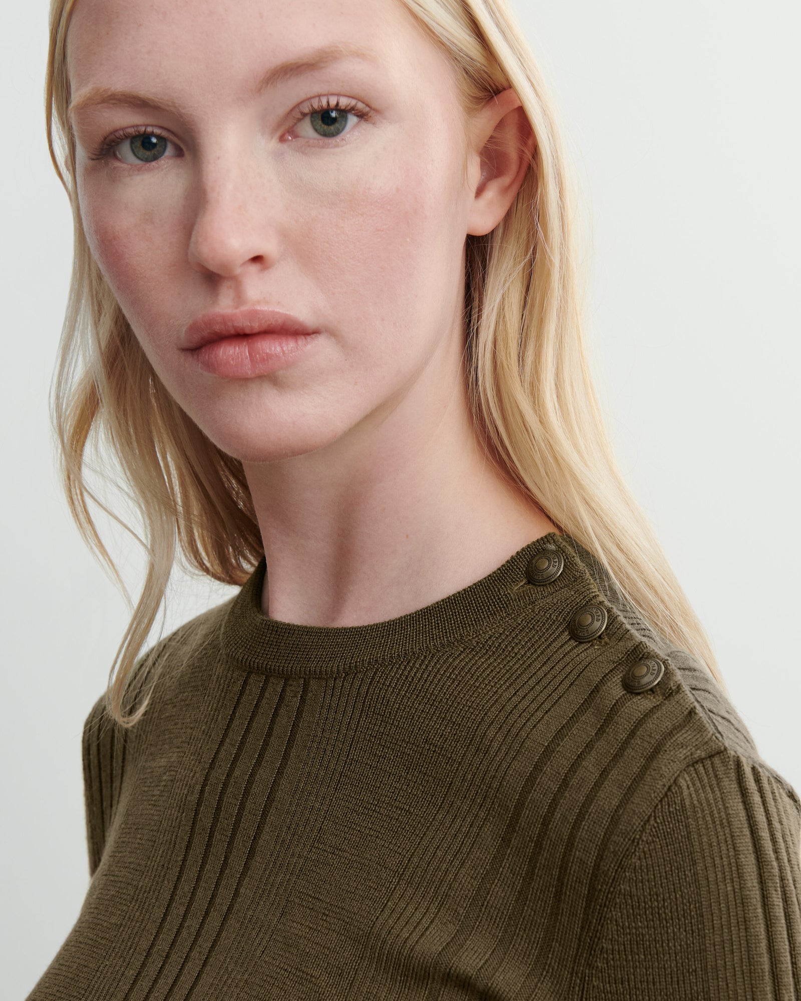 Pull col rond à côtes-BRONZE-100% laine