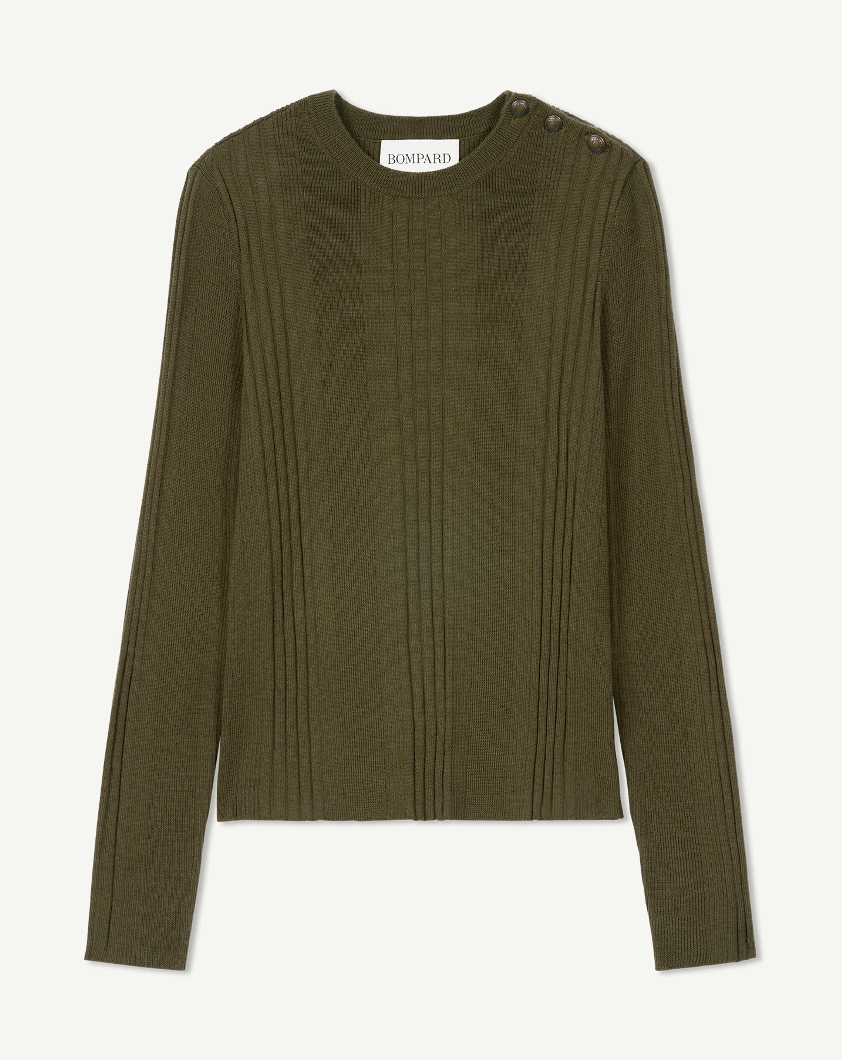 Pull col rond à côtes-BRONZE-100% laine