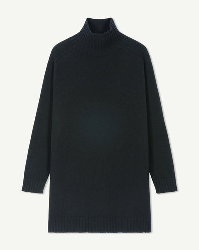 Robe col montant-NOIR-100% cachemire