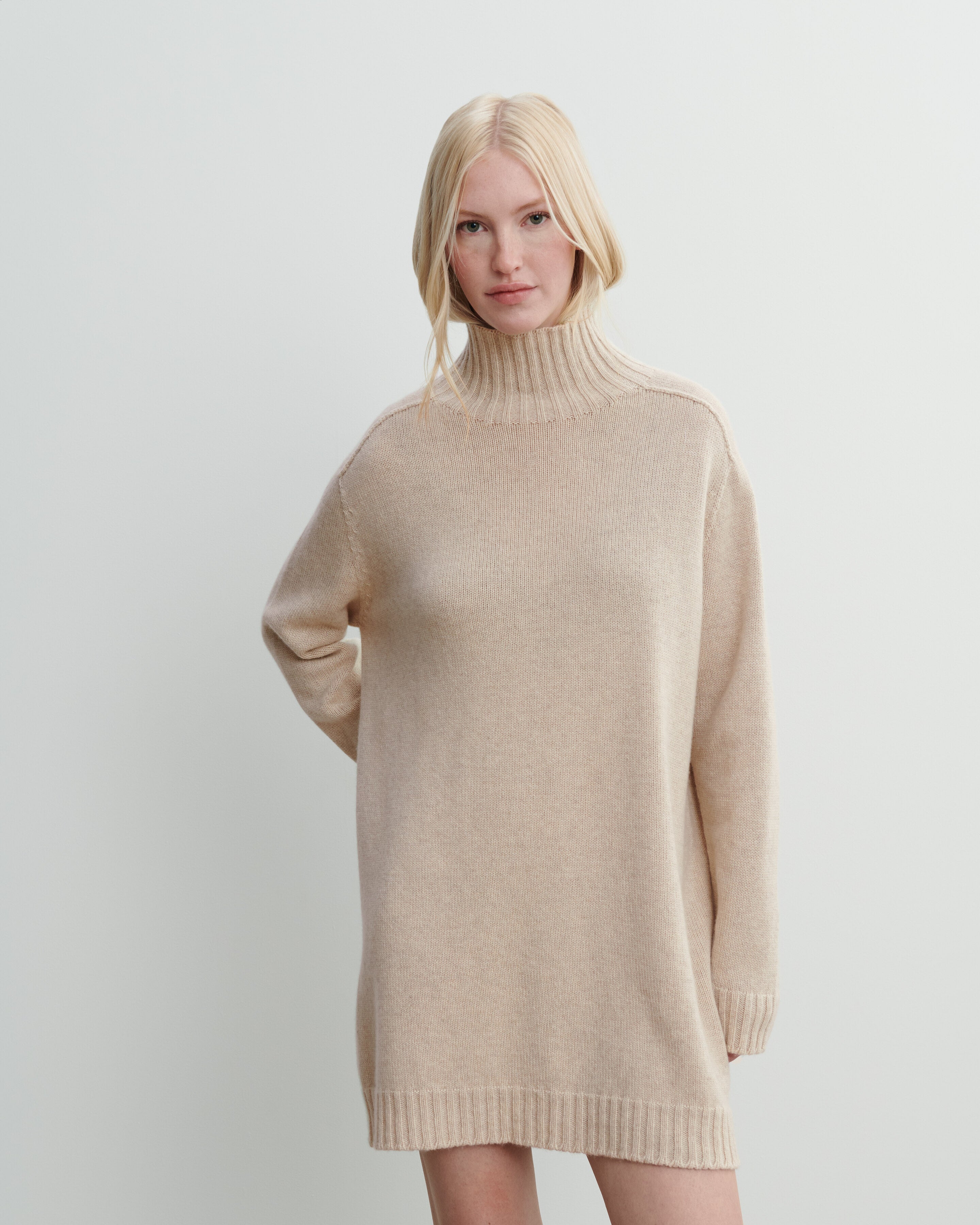 Robe col montant-AVOINE-100% cachemire