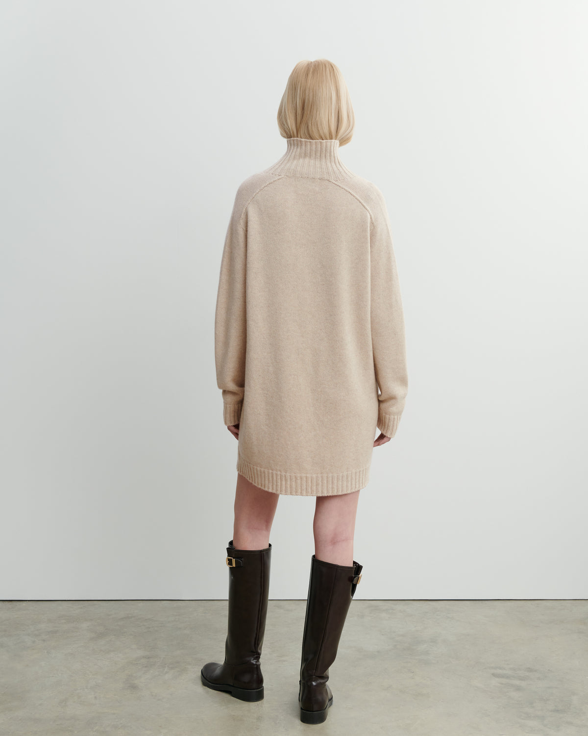 Robe col montant-AVOINE-100% cachemire