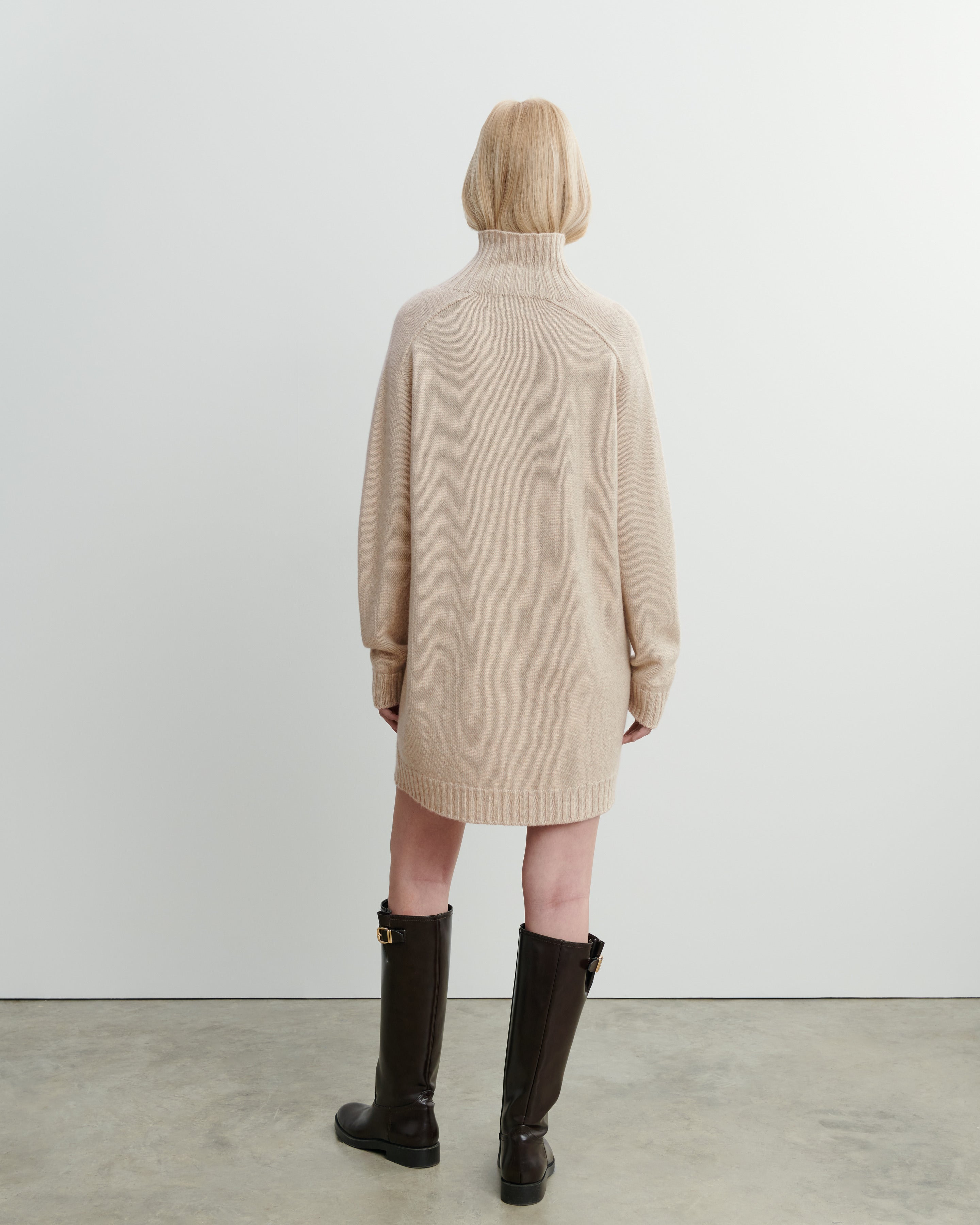 Robe col montant-AVOINE-100% cachemire