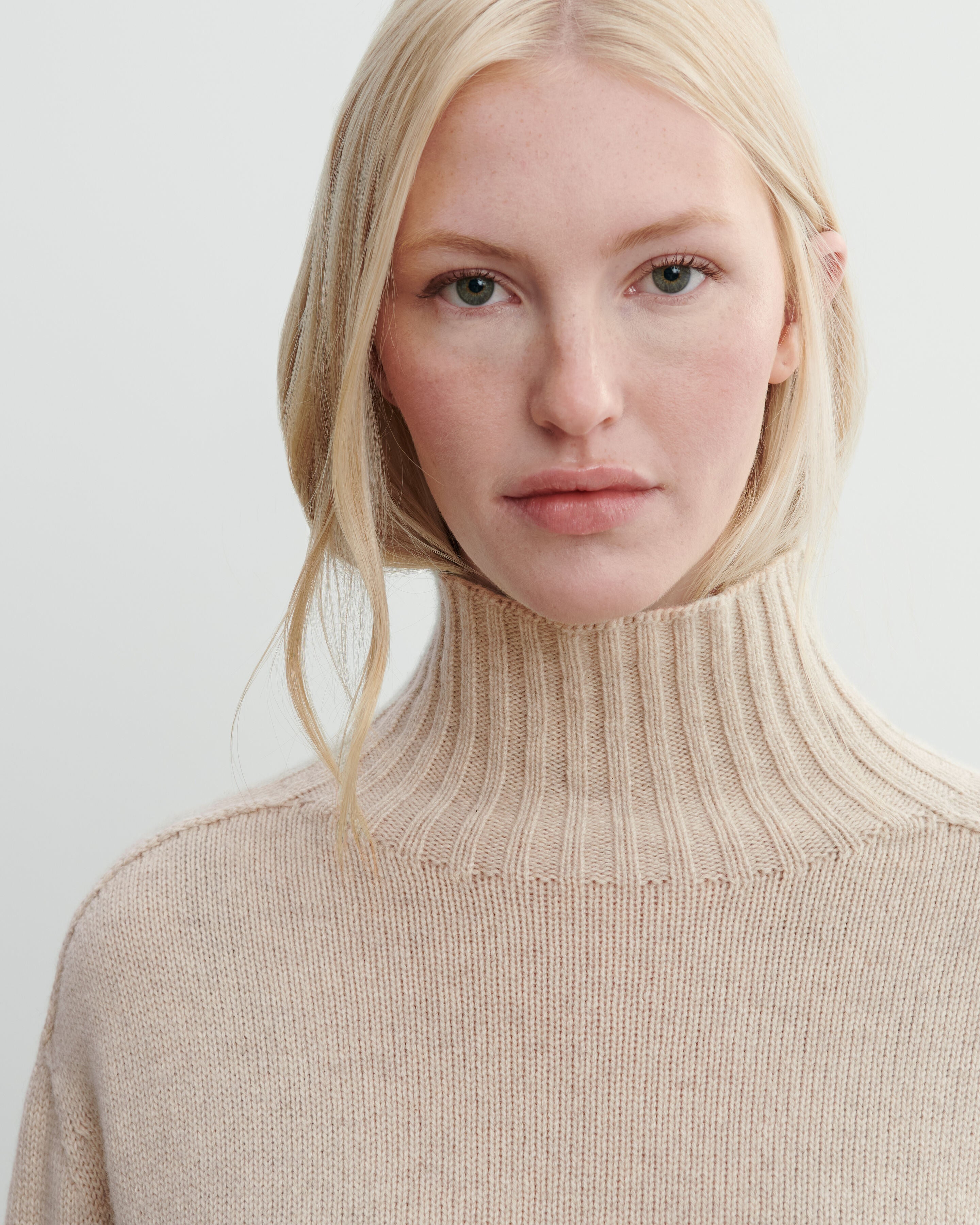 Robe col montant-AVOINE-100% cachemire