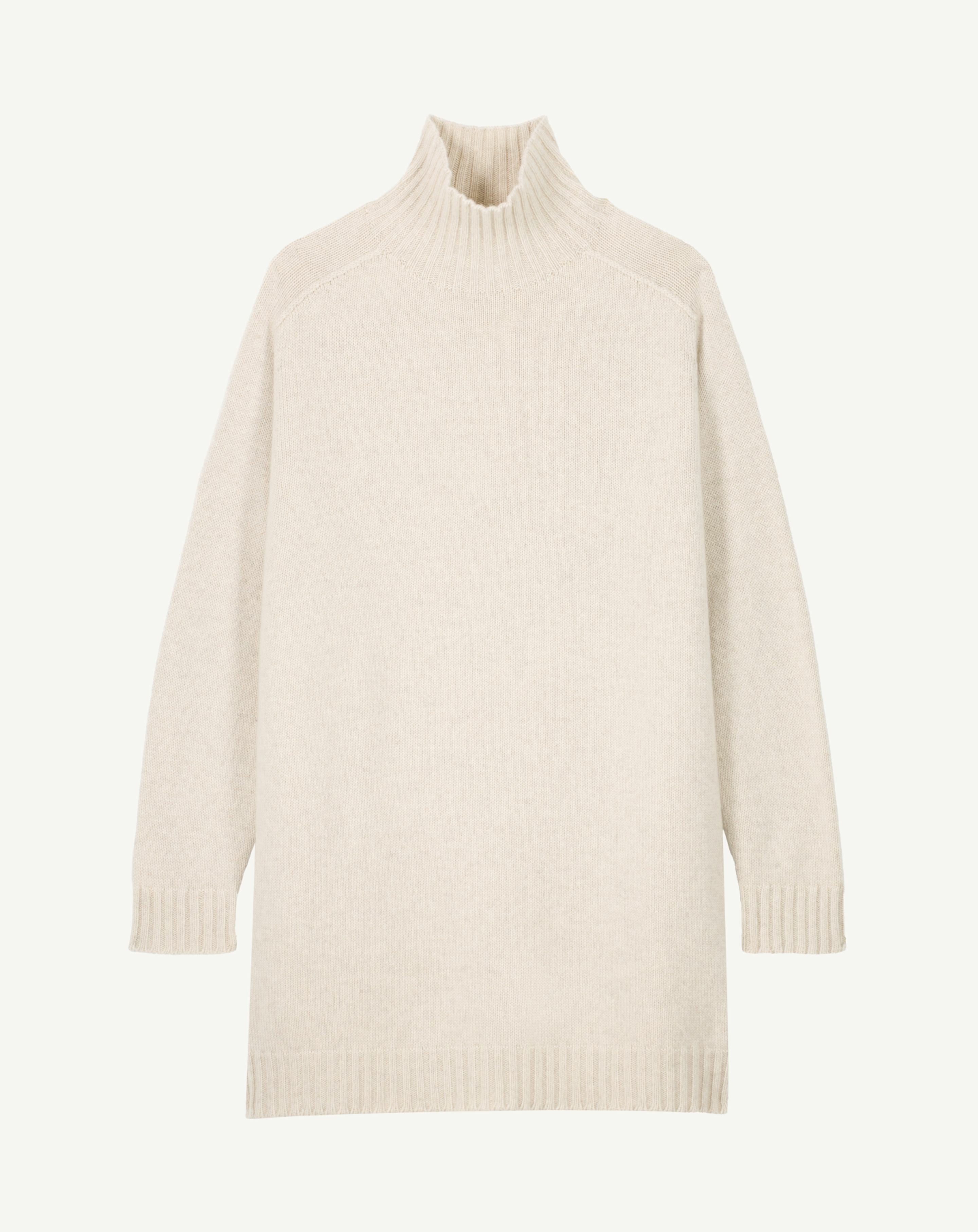 Robe col montant-AVOINE-100% cachemire