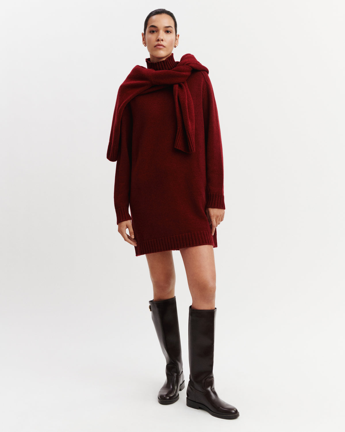 Robe col montant Apolline-ROUGE D'ORIENT-100% cachemire