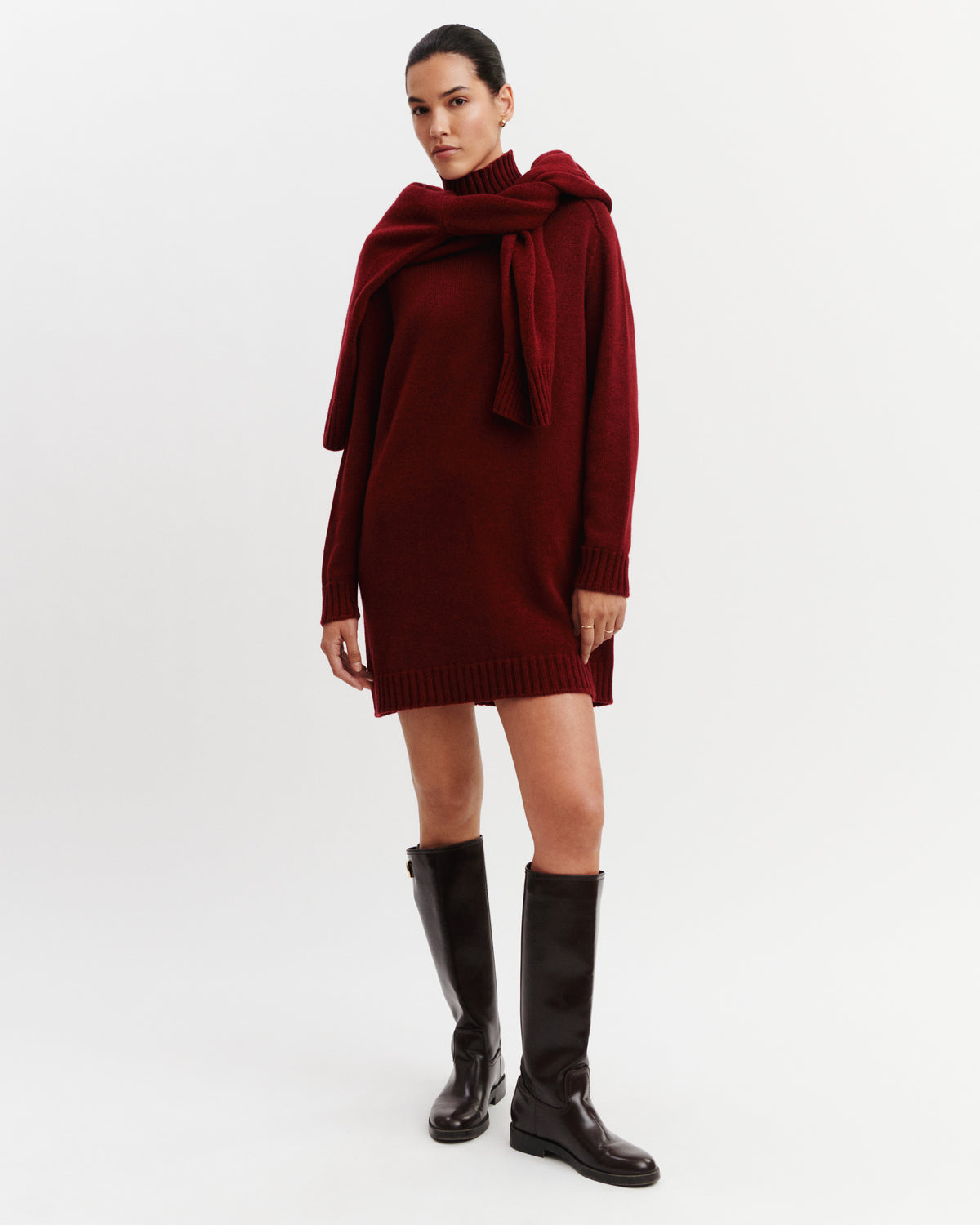 Robe col montant Apolline-ROUGE D'ORIENT-100% cachemire