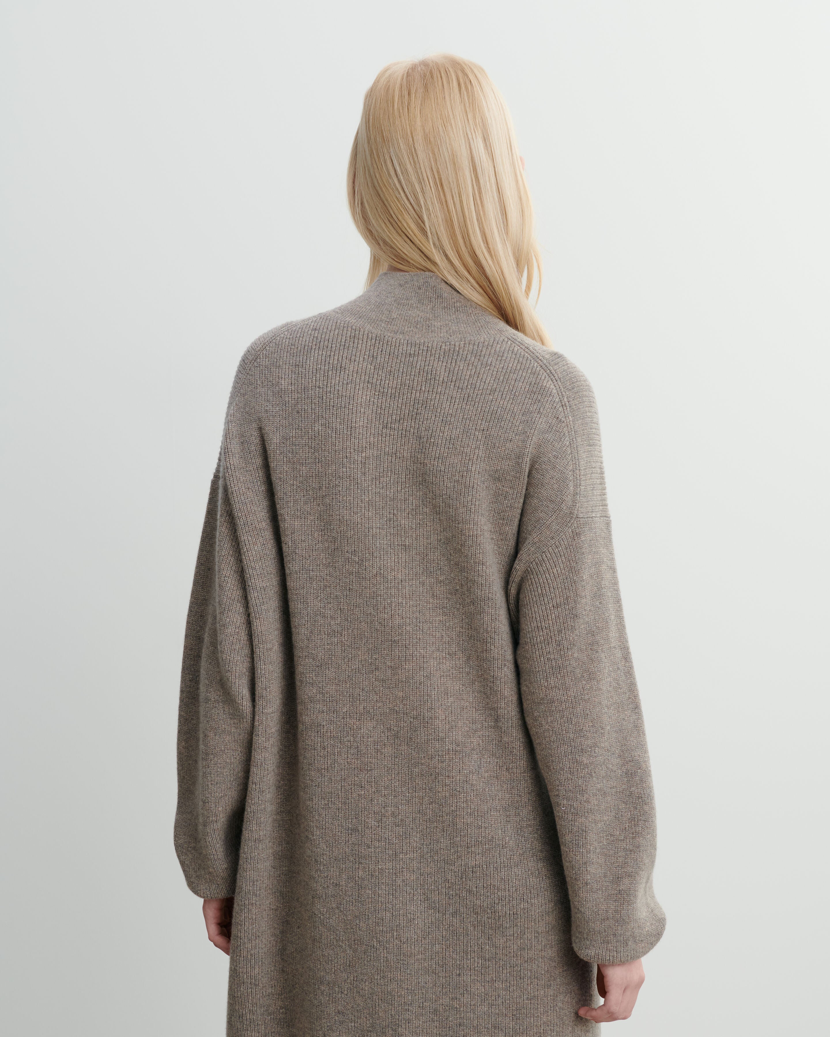 Robe col montant à côtes-MILLET-70% coton 30% cachemire