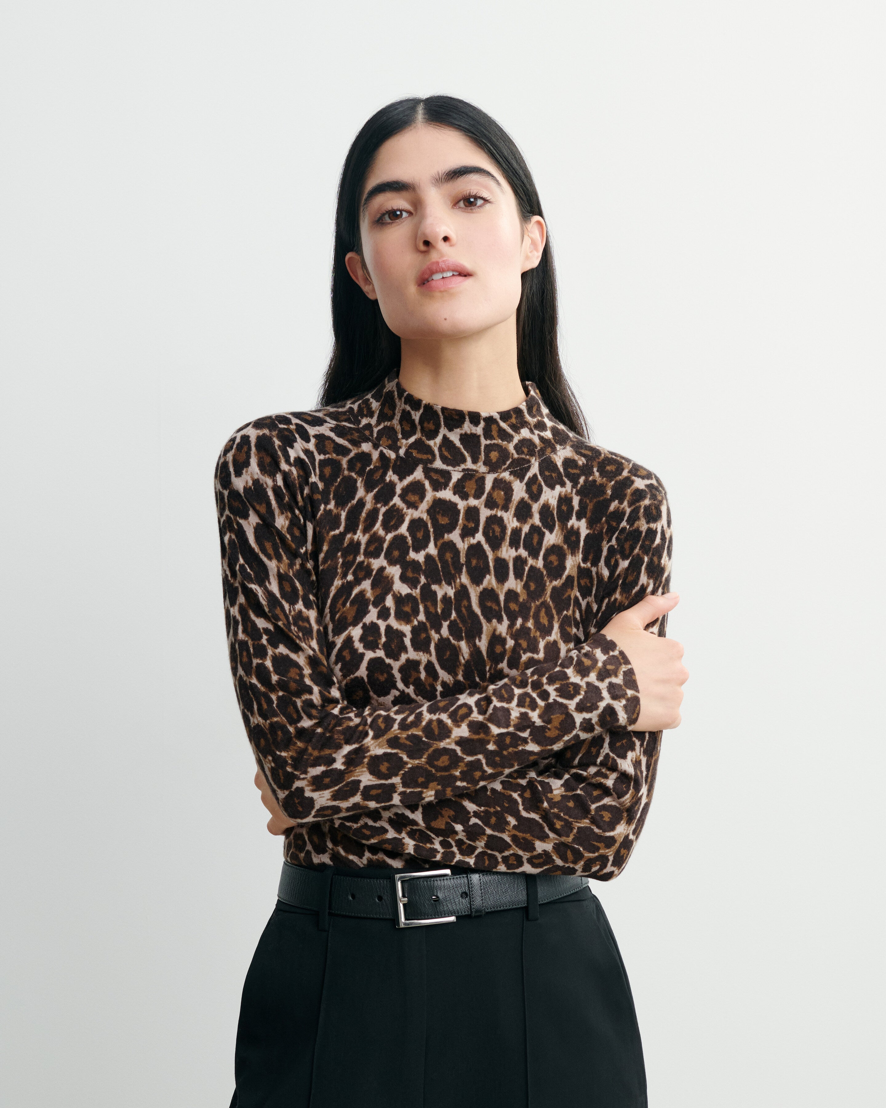 Col montant ultrafin léopard Chocolat