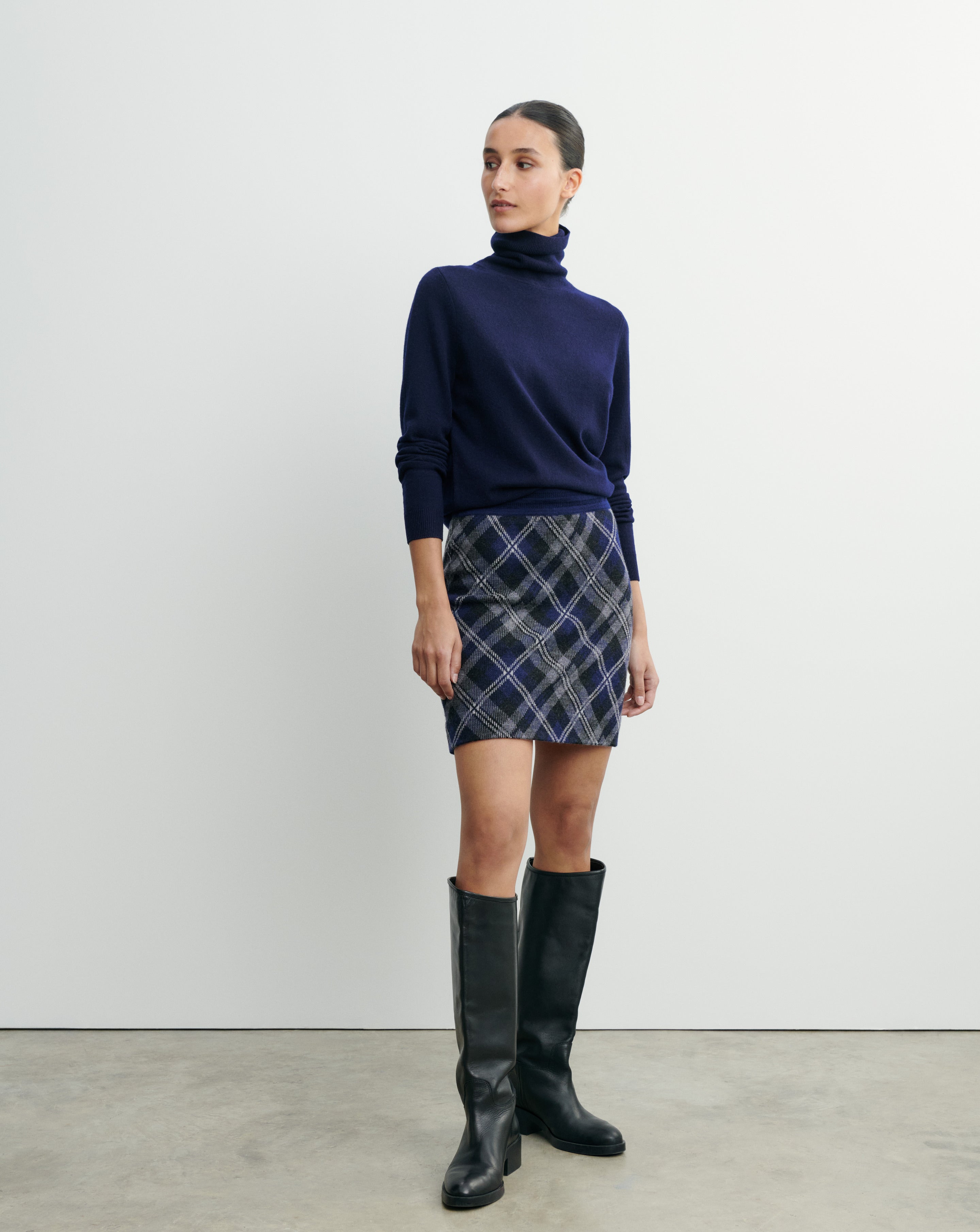 Mini jupe tartan Marine/gris meteorite