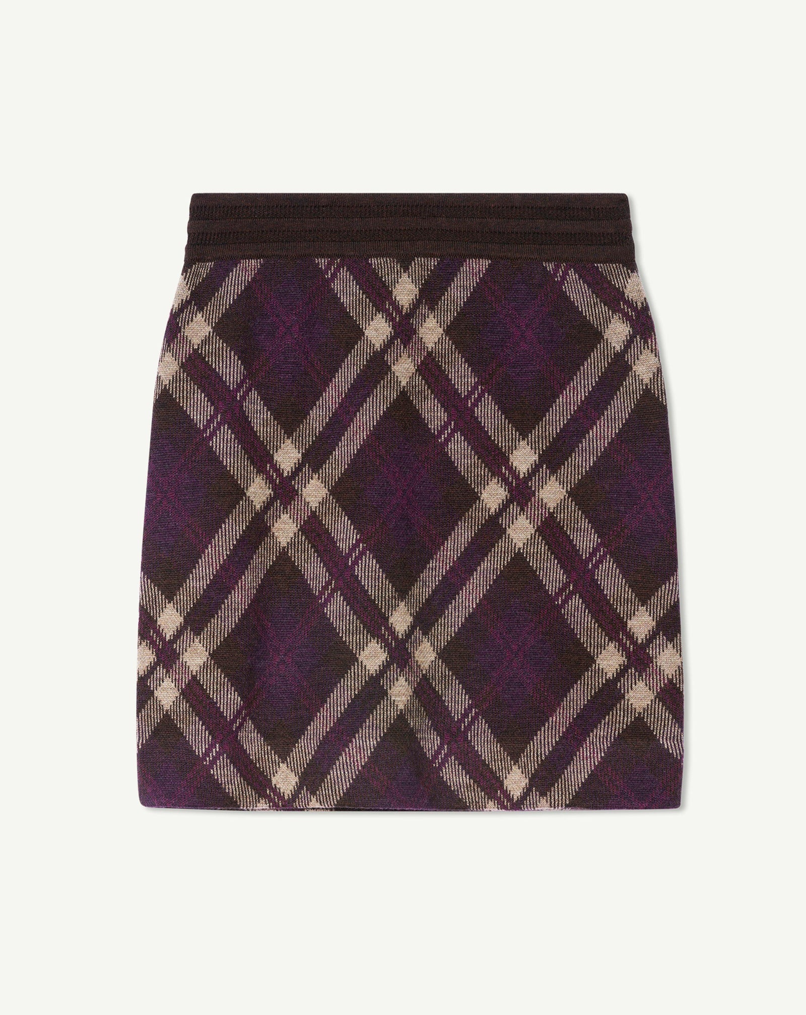 Mini jupe tartan-MURE/CHOCOLAT-88% laine 12% cachemire