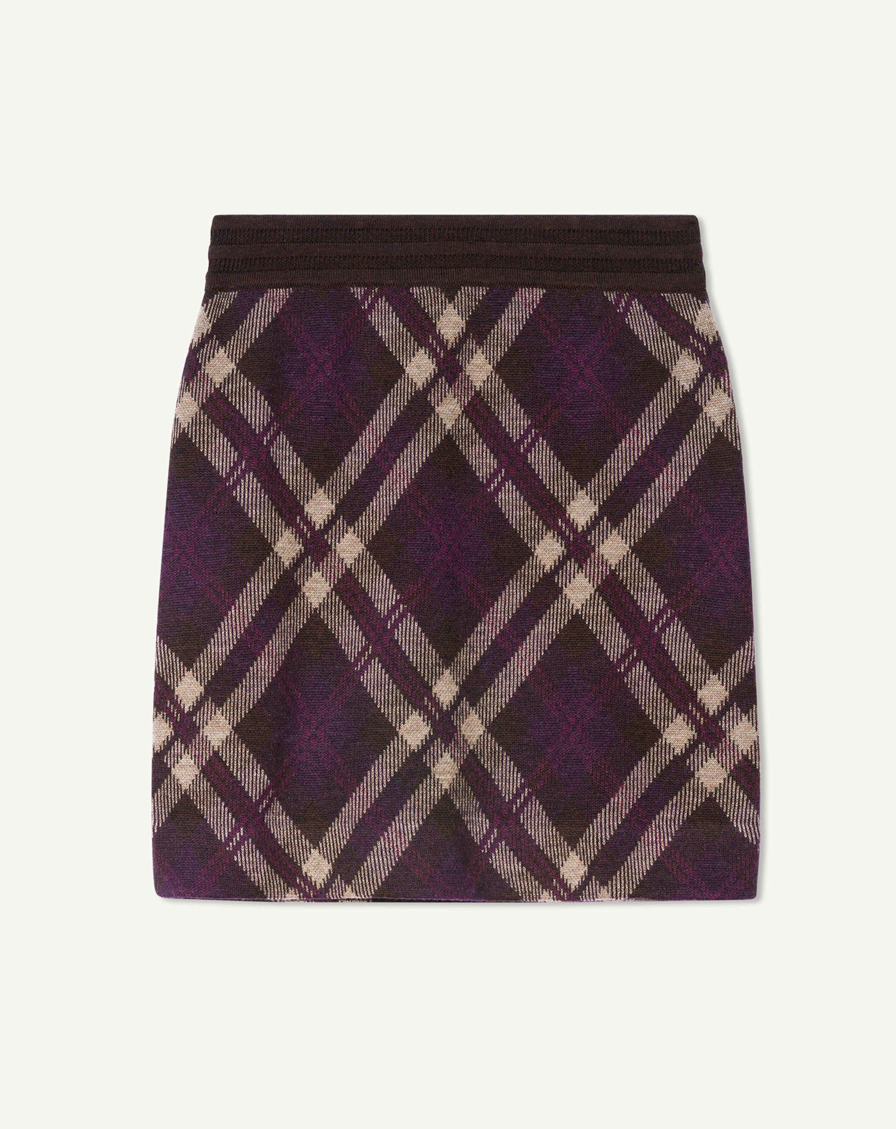 Mini jupe tartan-MURE/CHOCOLAT-88% laine 12% cachemire