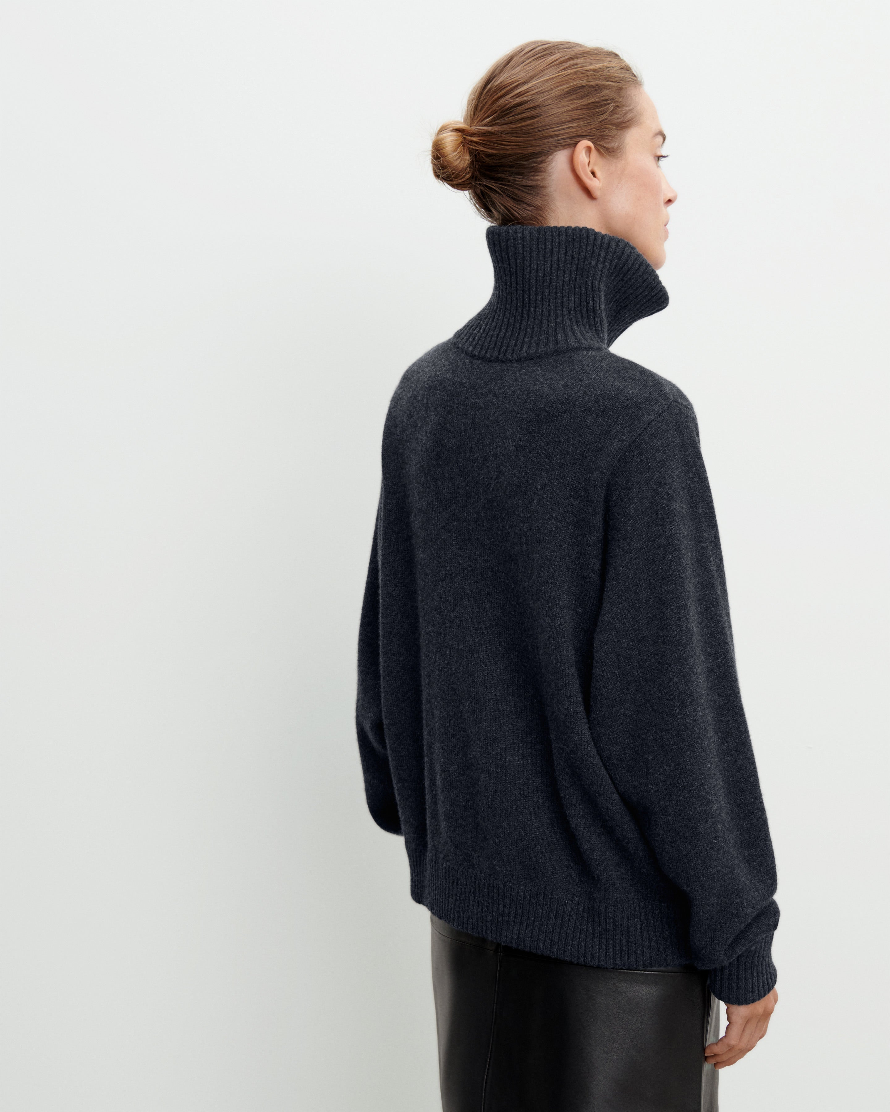 Pull camionneur ample-CHARBON-100% cachemire