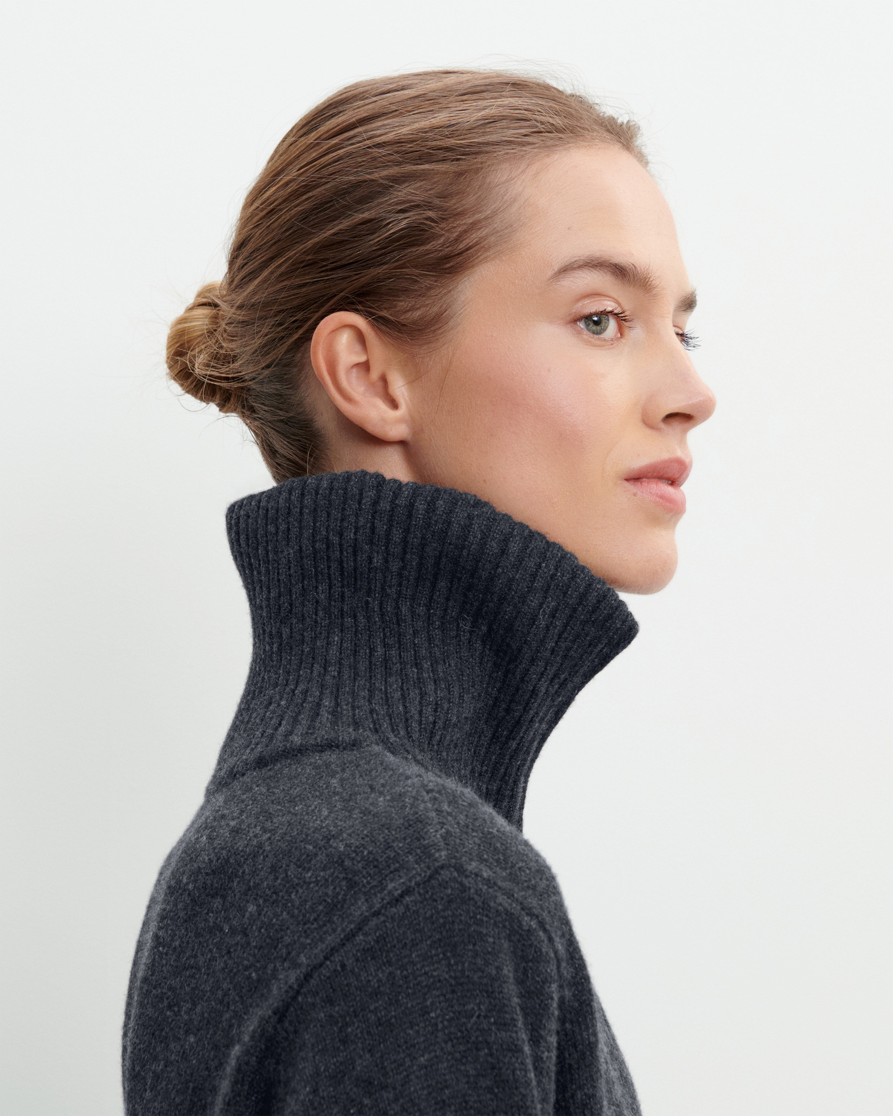 Pull camionneur ample-CHARBON-100% cachemire