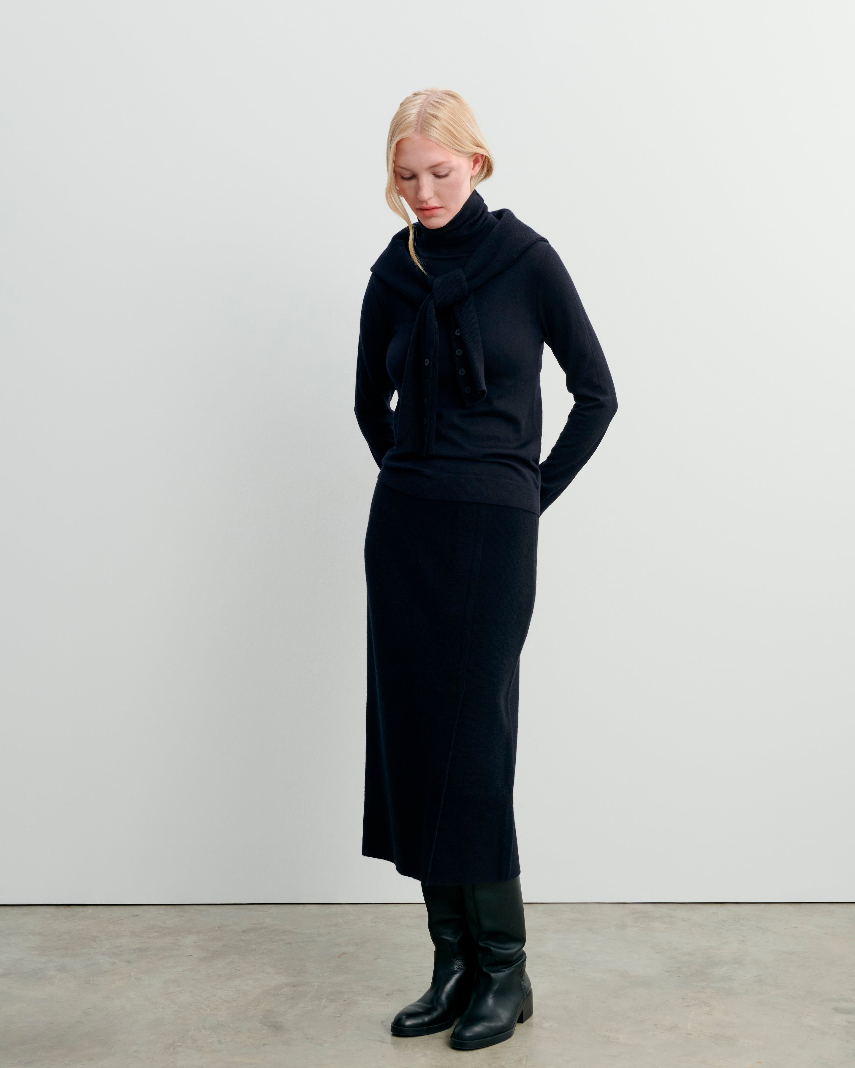 Jupe longue milano-NOIR-70% coton 30% cachemire