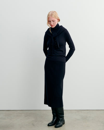 Jupe longue milano-NOIR-70% coton 30% cachemire