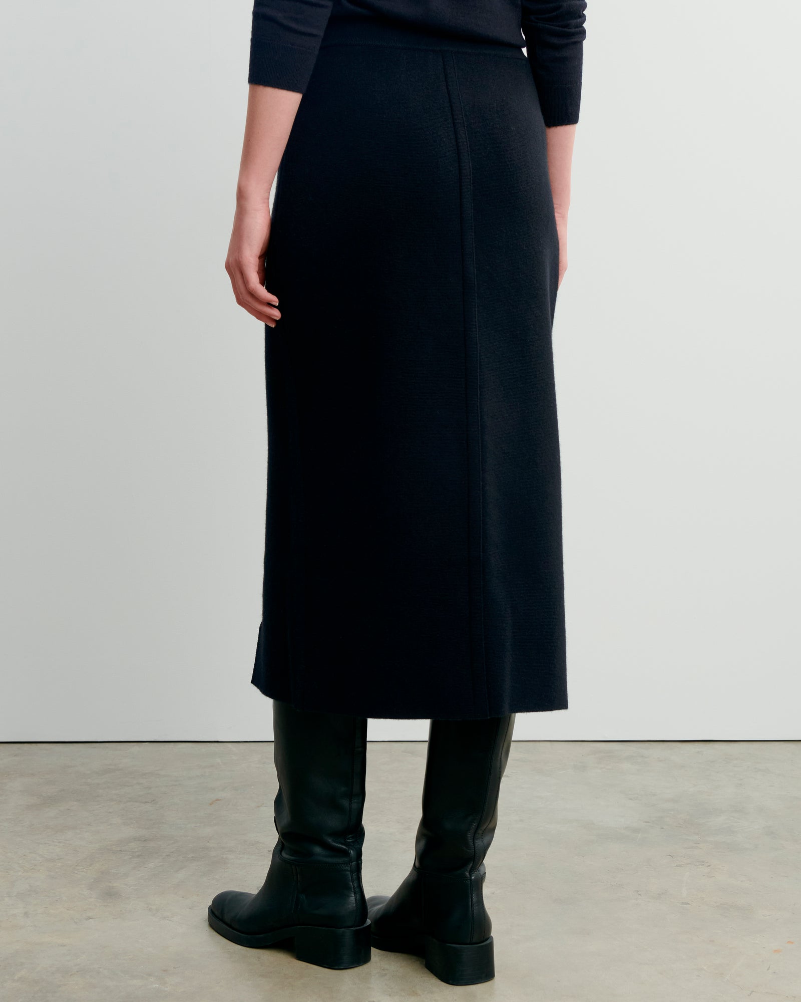 Jupe longue milano-NOIR-70% coton 30% cachemire