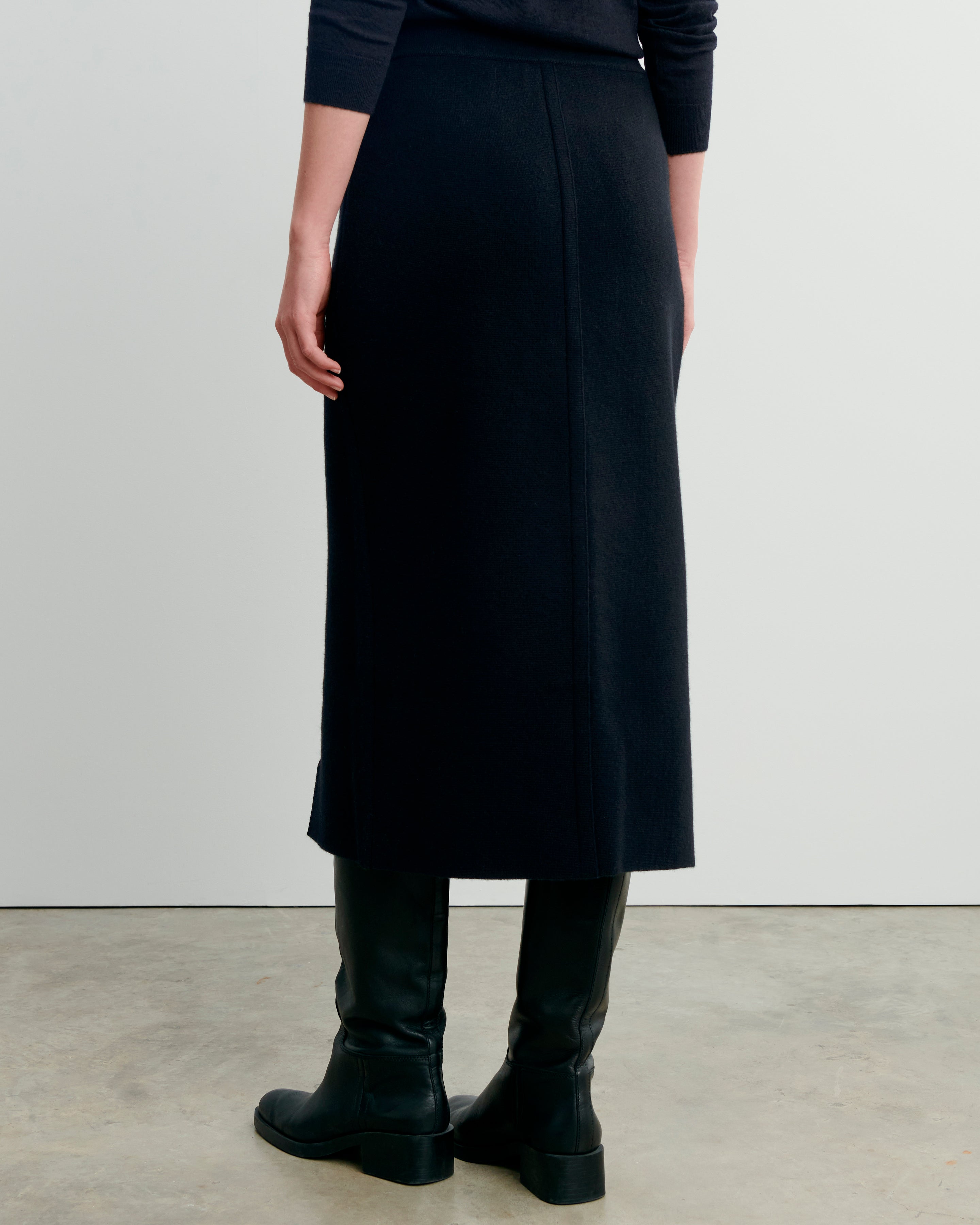 Jupe longue milano-NOIR-70% coton 30% cachemire