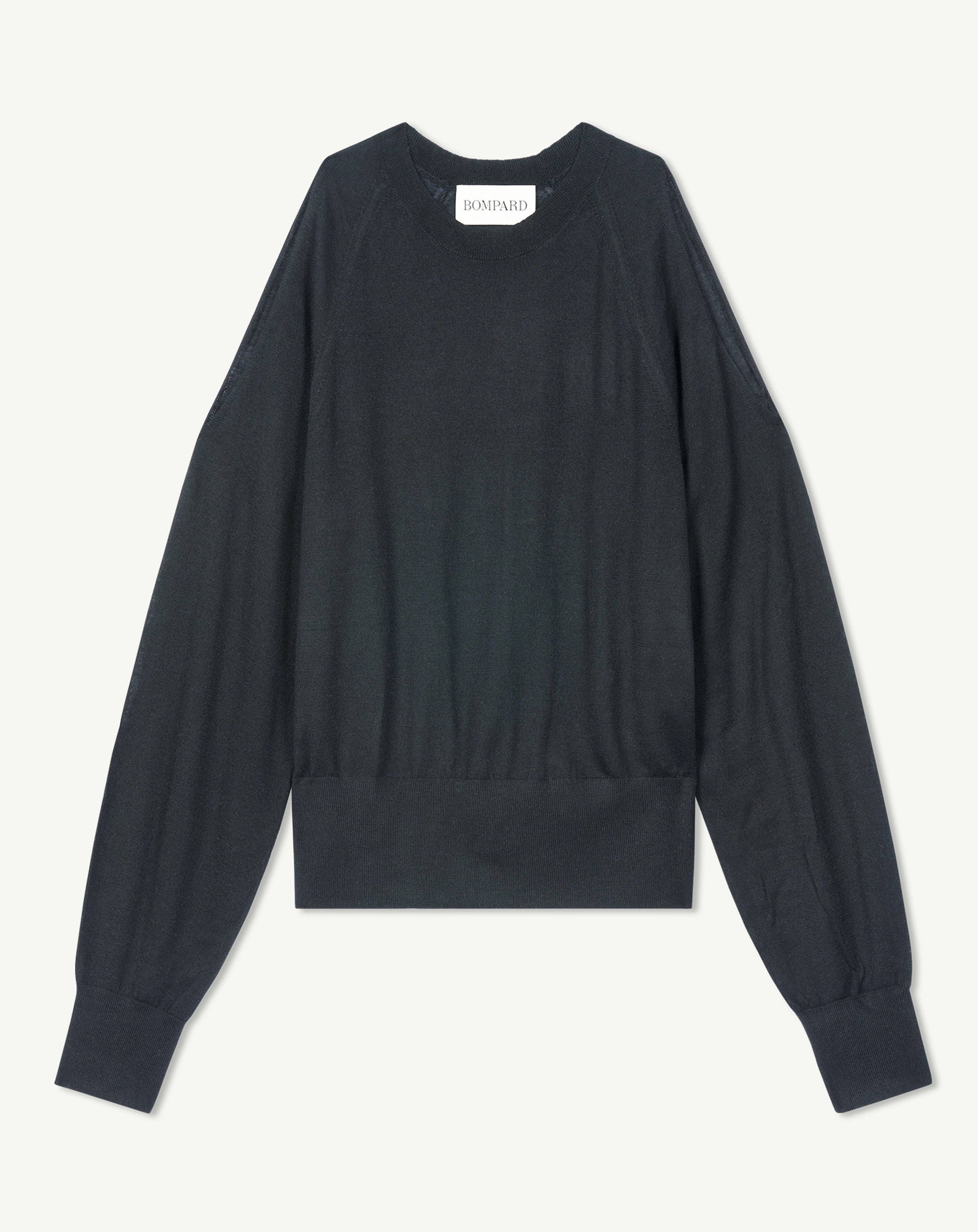 Top ultrafin ajouré-NOIR-70% cachemire 30% soie