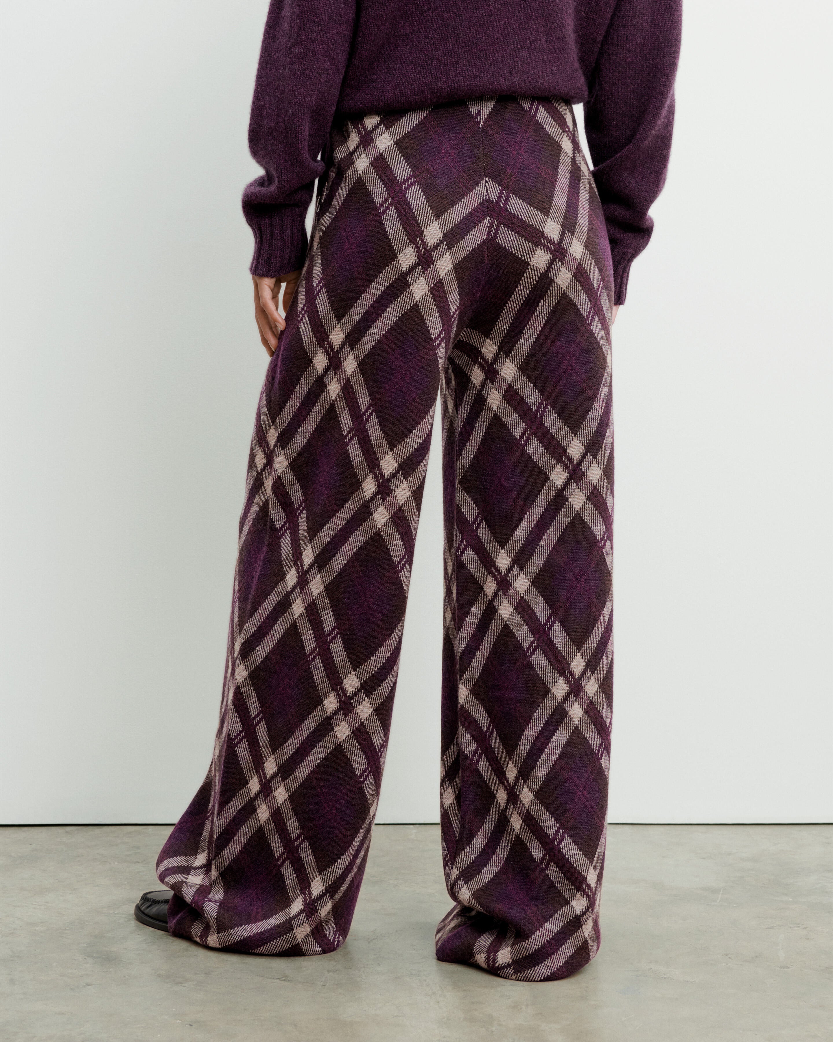 Pantalon tartan-MURE/CHOCOLAT-88% laine 12% cachemire