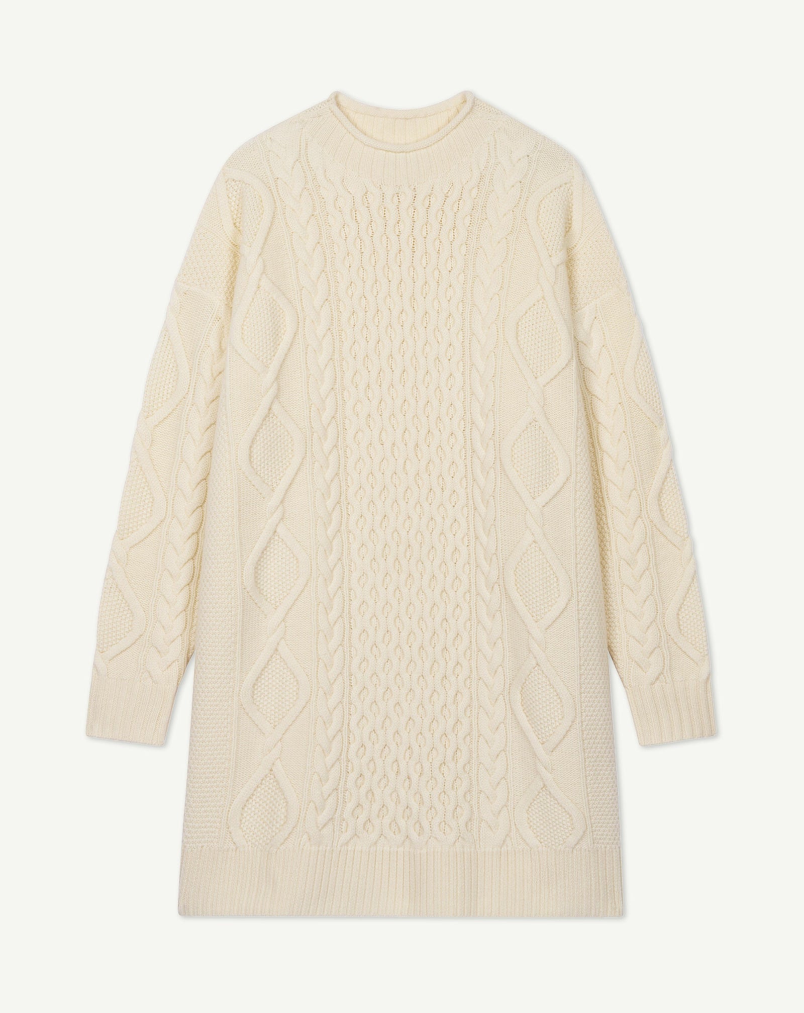 Robe pull à torsades-ECRU-100% cachemire