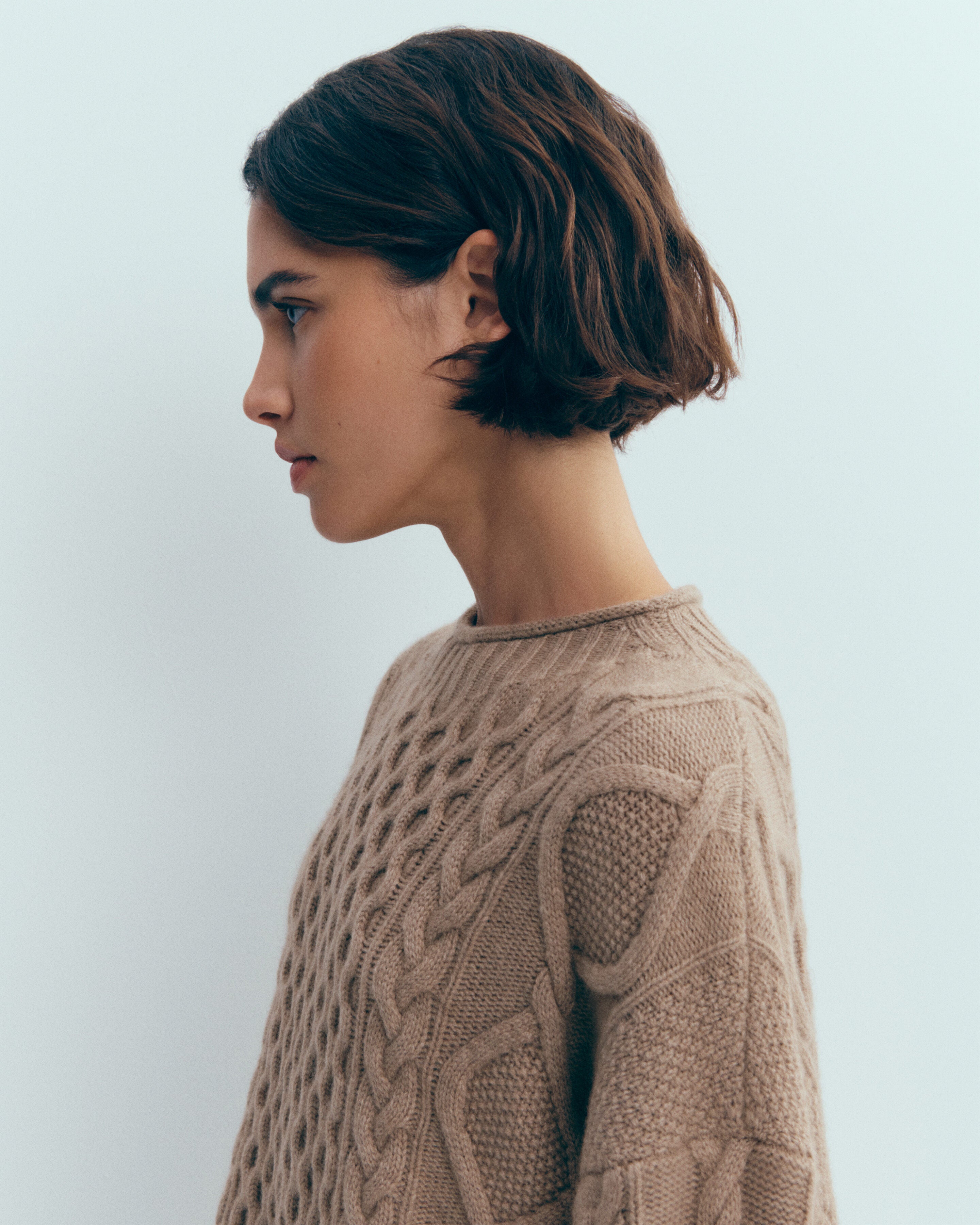 Robe pull à torsades-GREIGE-100% cachemire