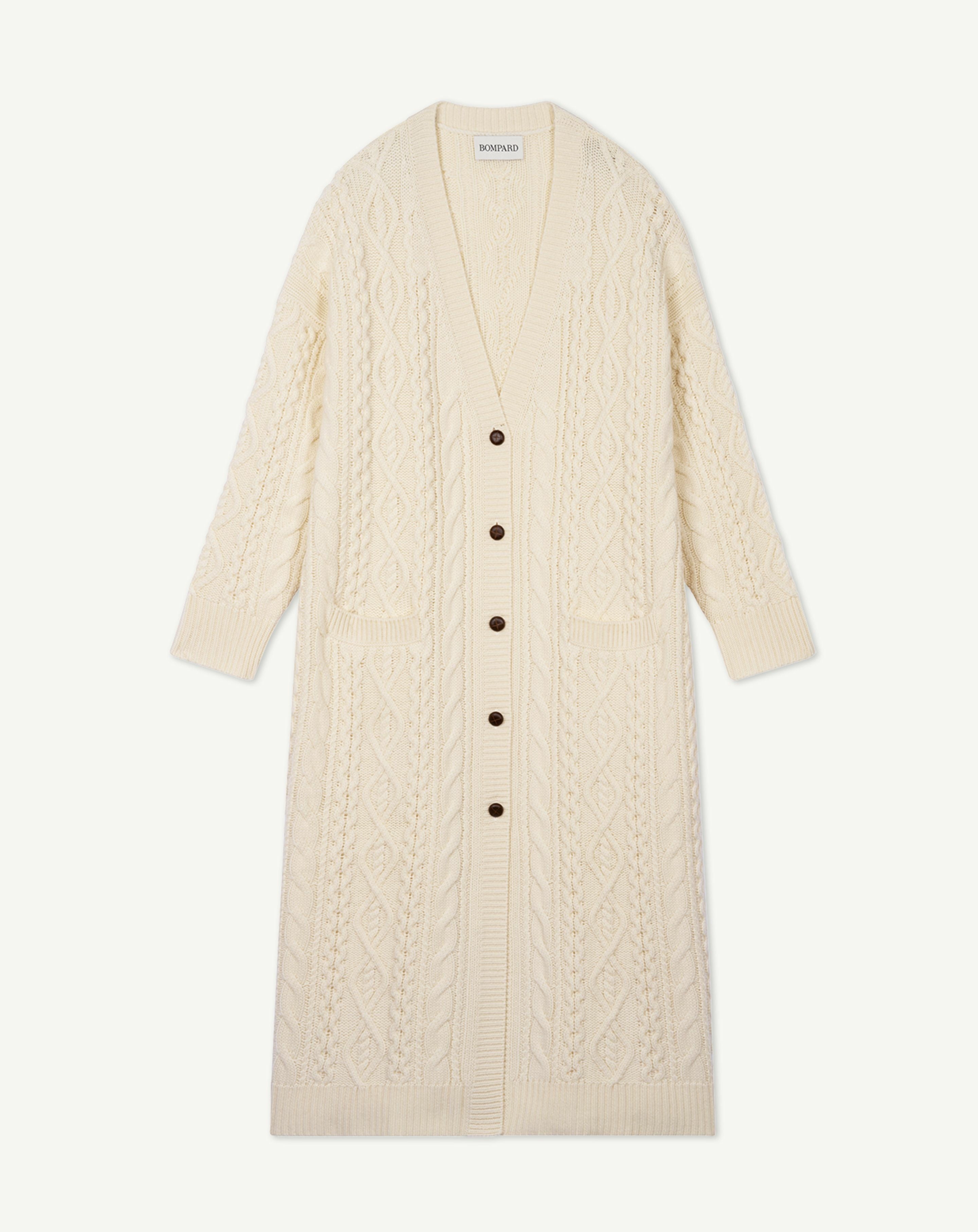 Long cables cardigan in Cashmere Women ecru | Eric Bompard