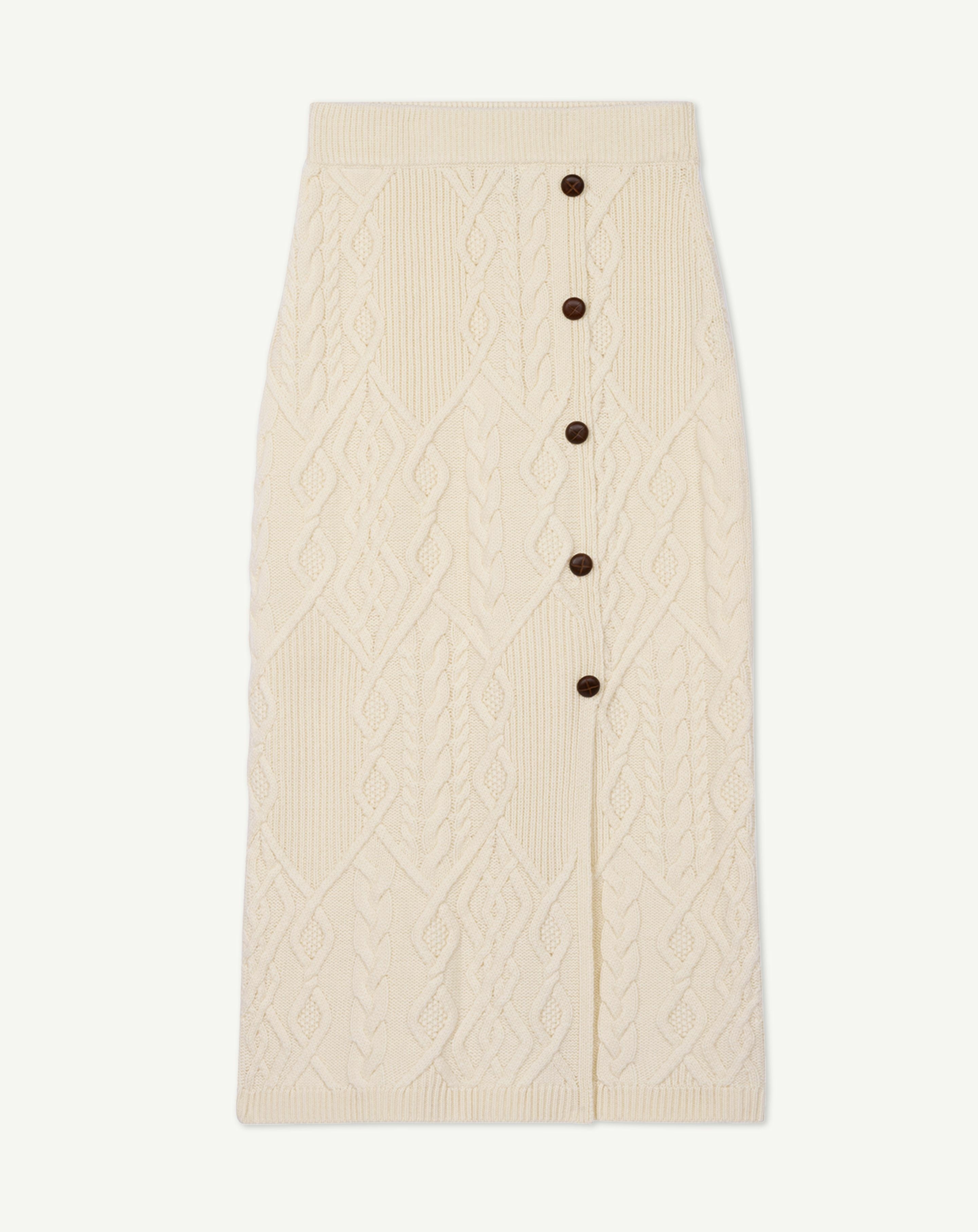 Jupe à torsades-ECRU-100% cachemire