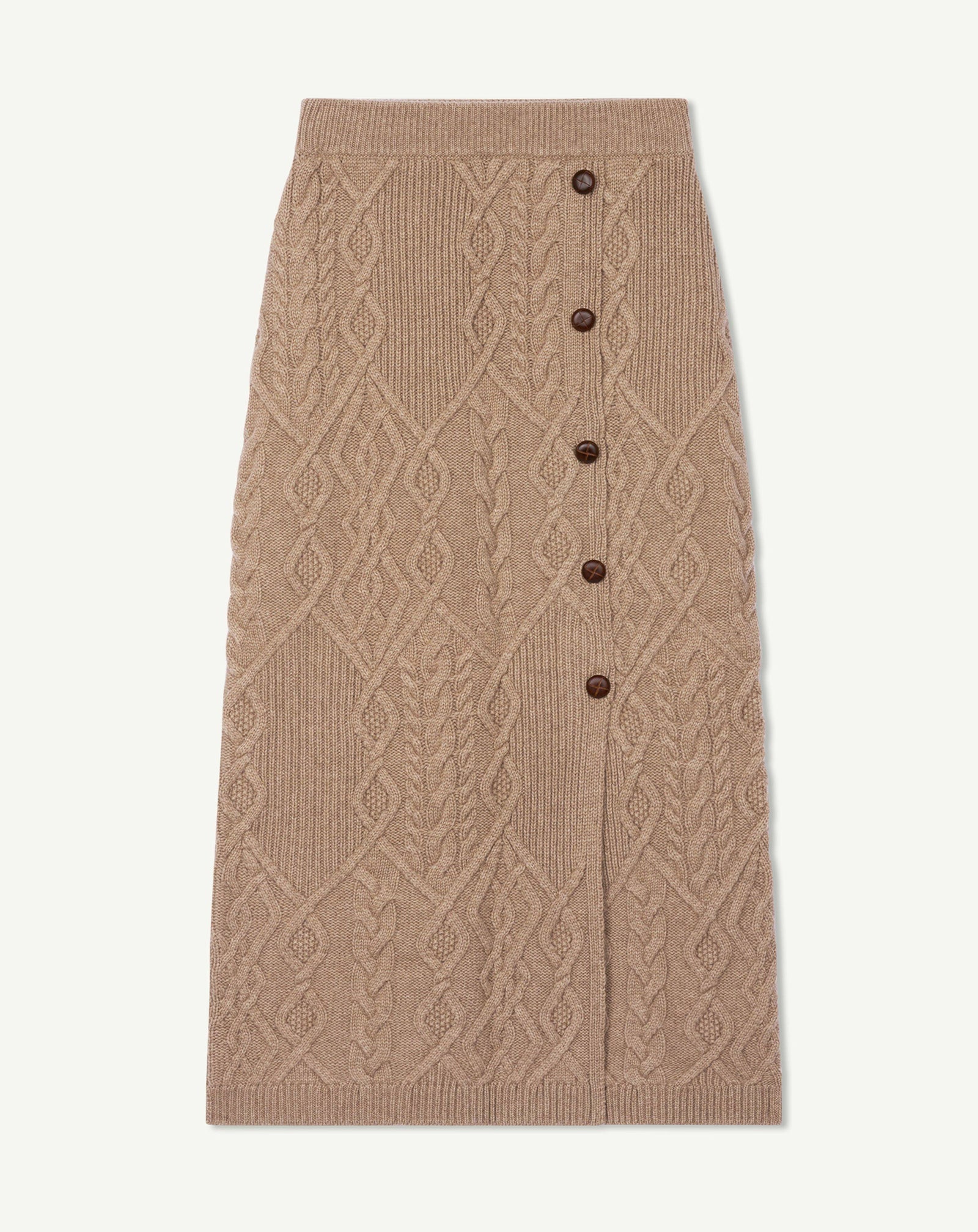 Jupe à torsades-GREIGE-100% cachemire