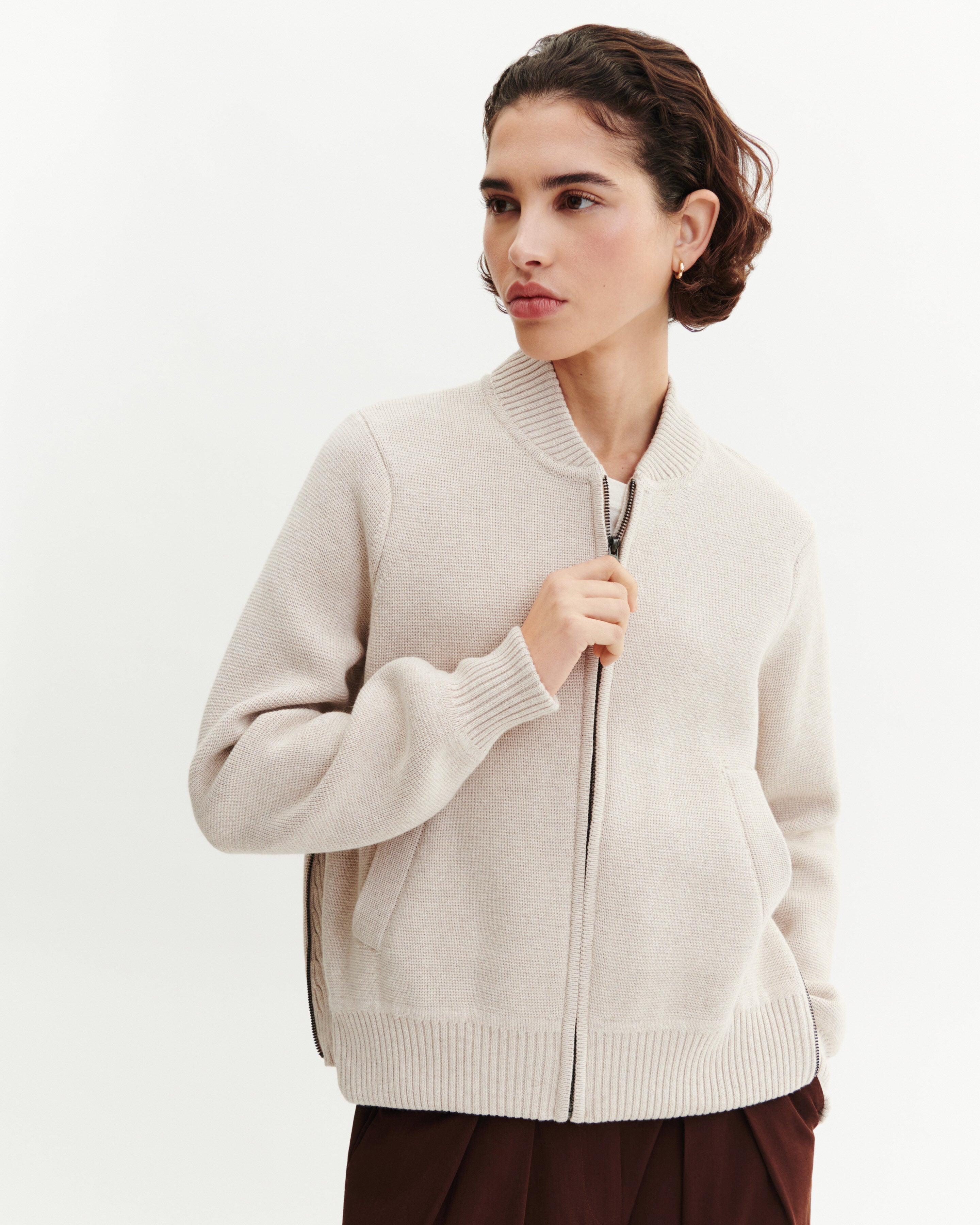 Bomber milano-TOURTERELLE-85% pima coton 15% cachemire