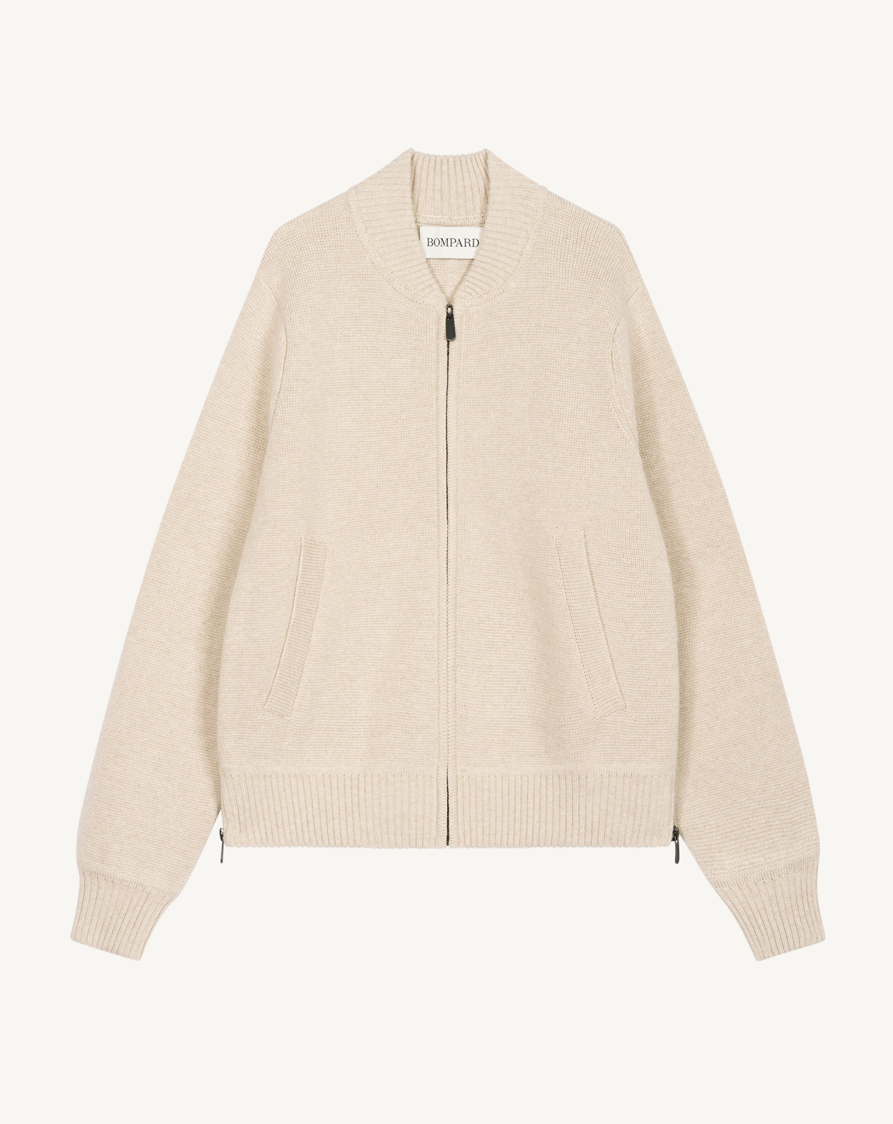 Bomber milano-TOURTERELLE-85% pima coton 15% cachemire