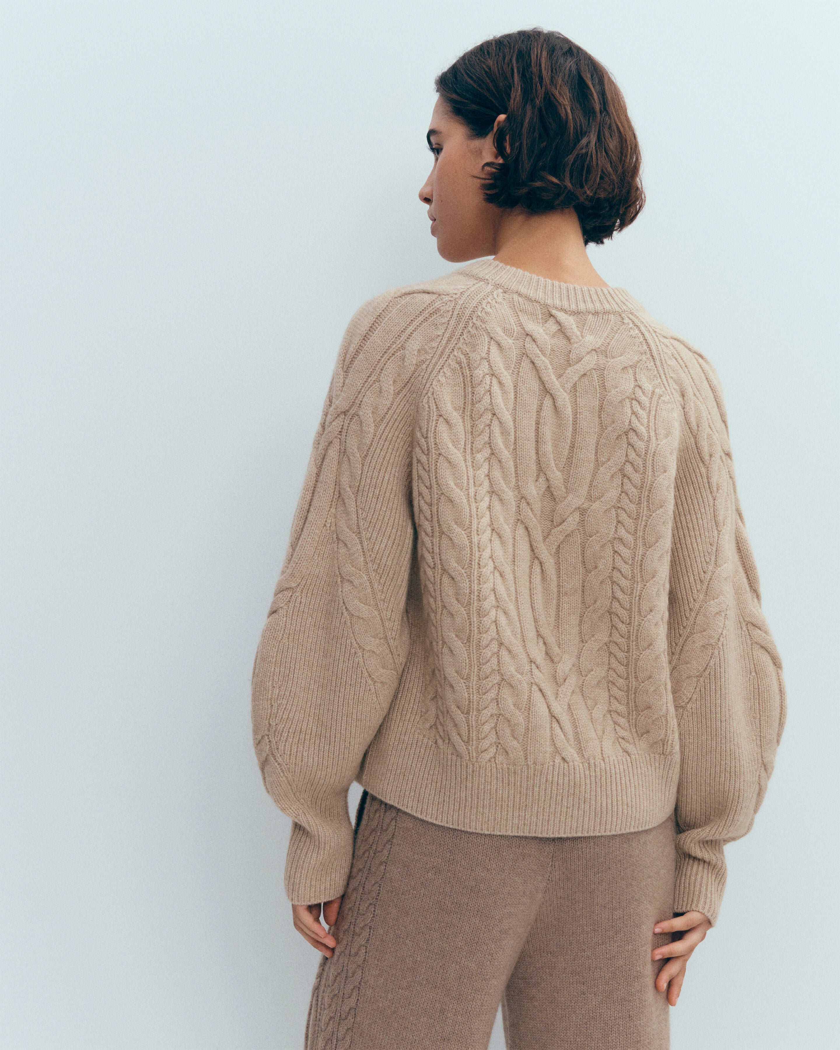 Pull col rond à torsades-GALET-100% cachemire