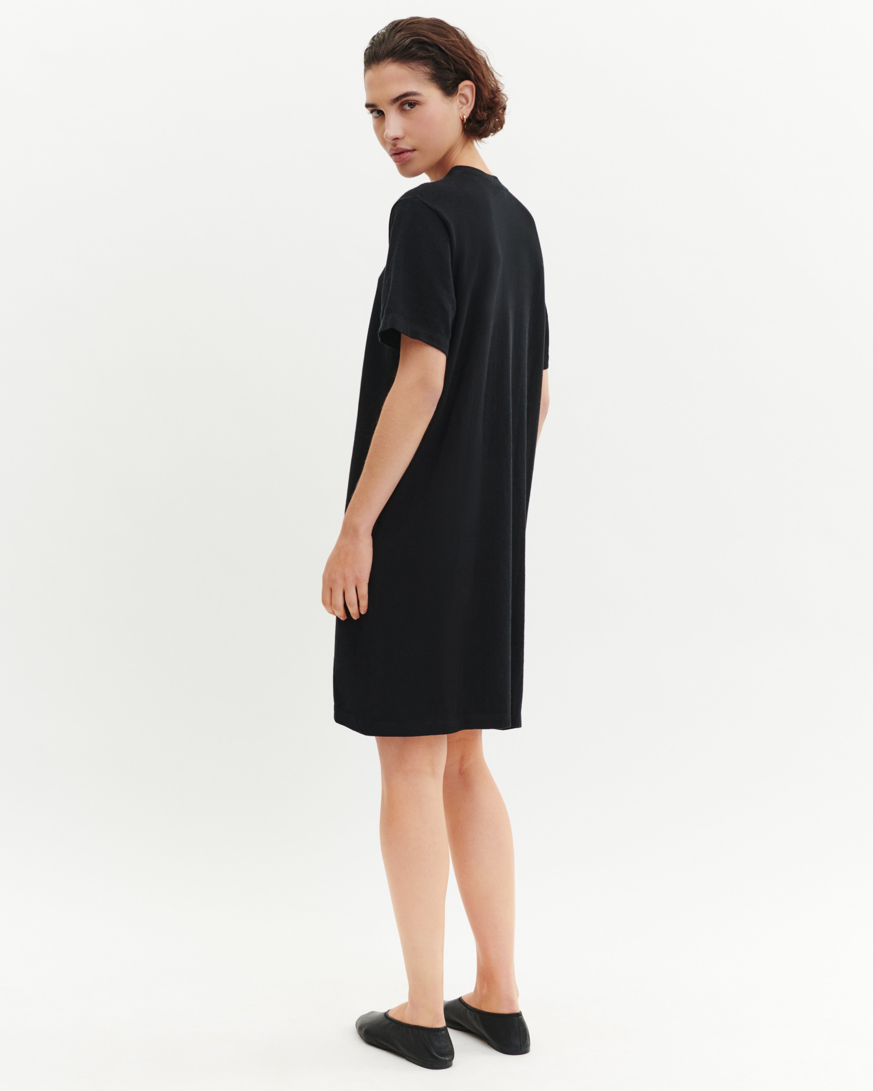 Robe T-shirt courte-NOIR-85% pima coton 15% cachemire
