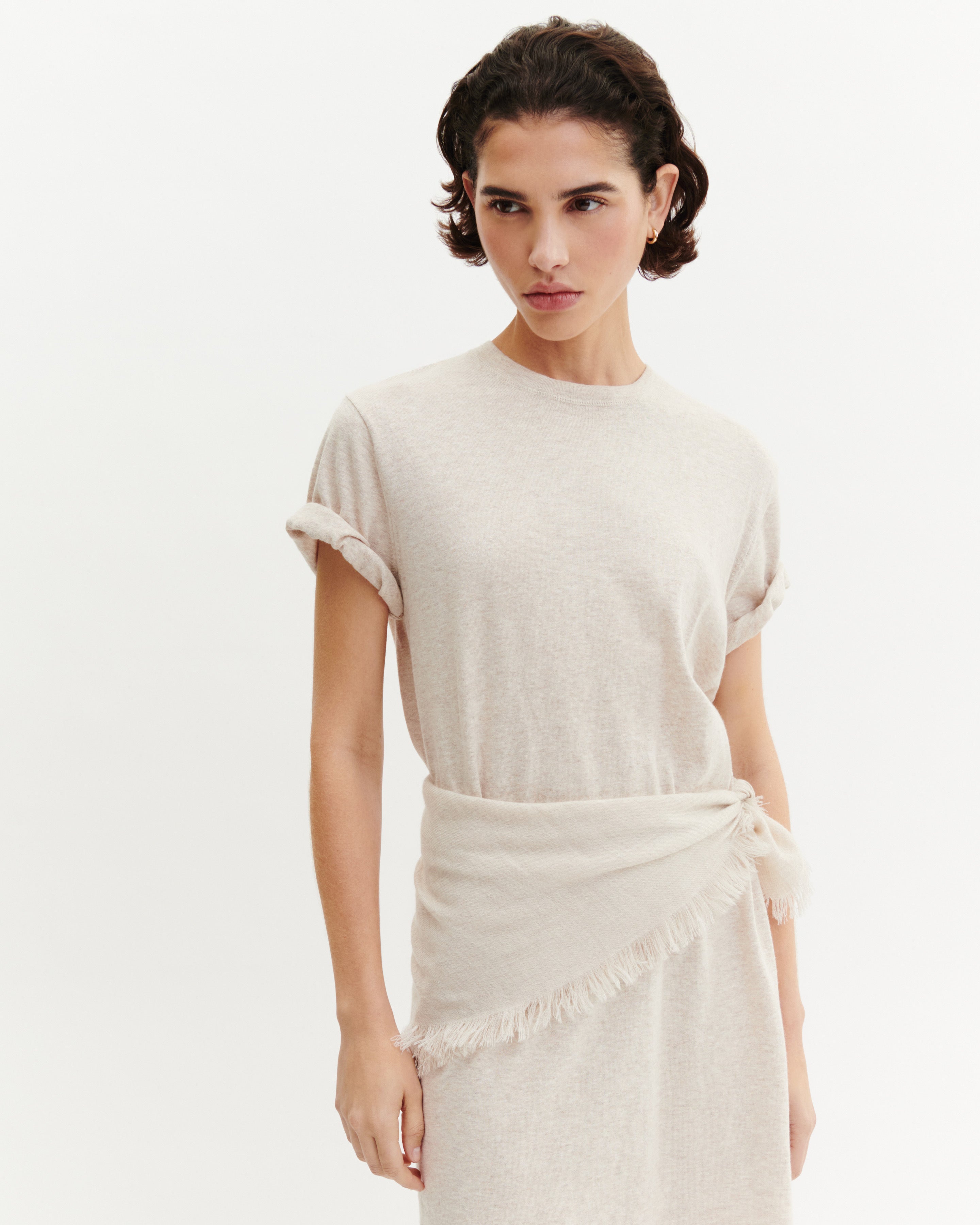 Robe T-shirt courte-TOURTERELLE-85% pima coton 15% cachemire