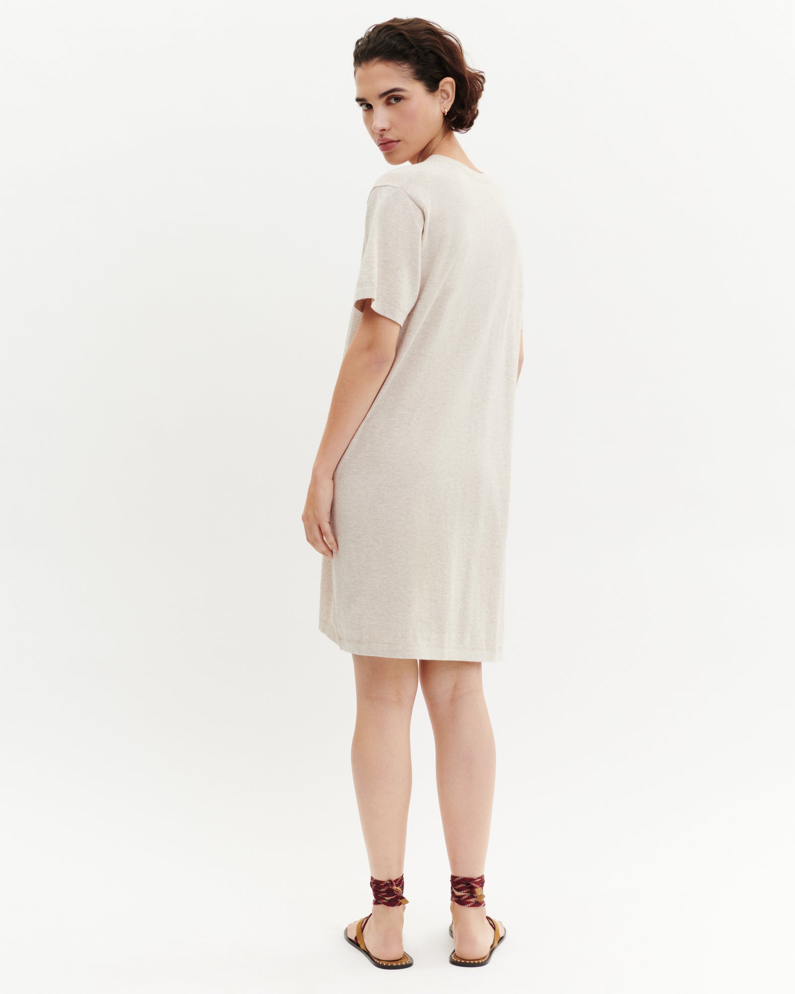 Robe T-shirt courte-TOURTERELLE-85% pima coton 15% cachemire