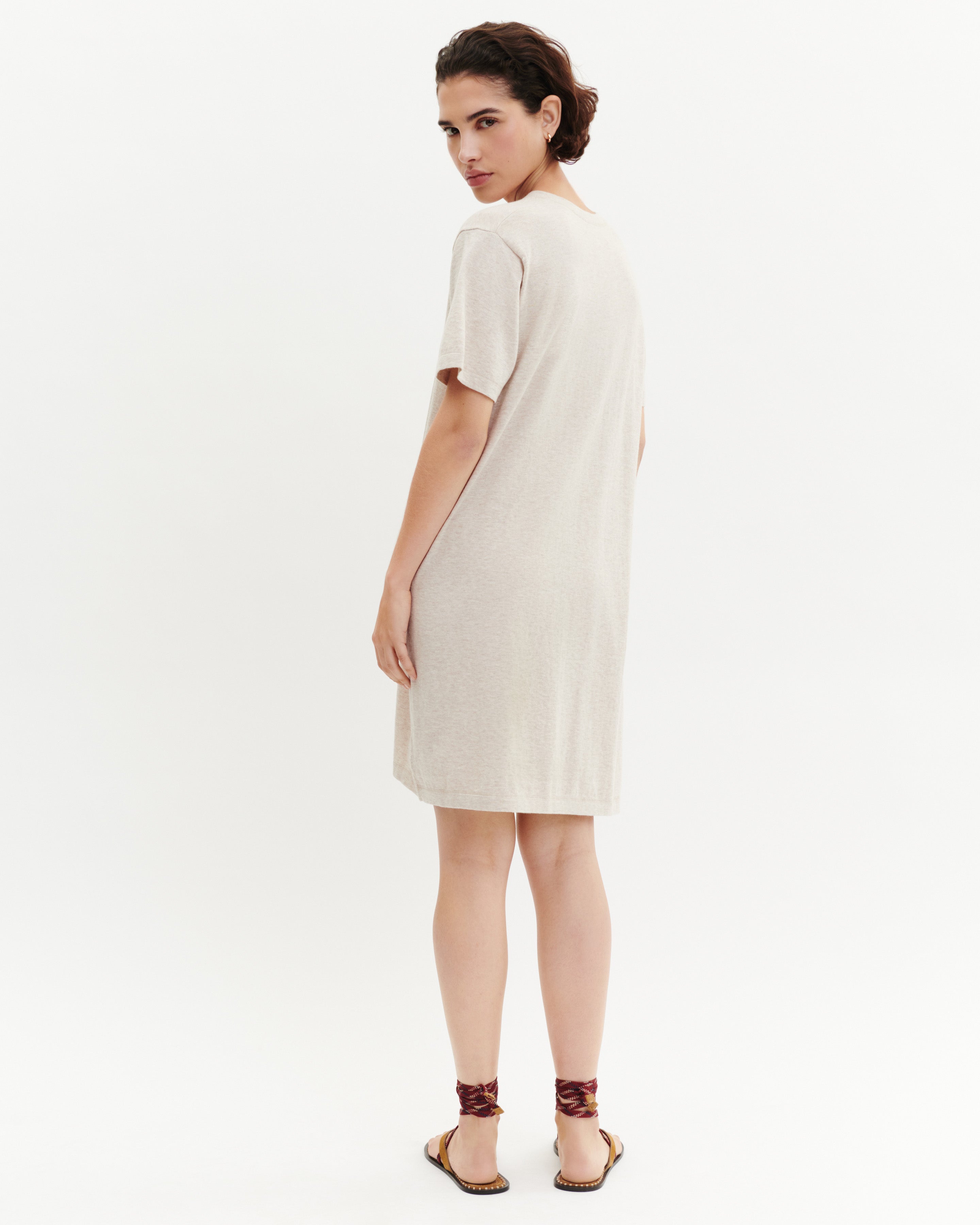 Robe T-shirt courte-TOURTERELLE-85% pima coton 15% cachemire