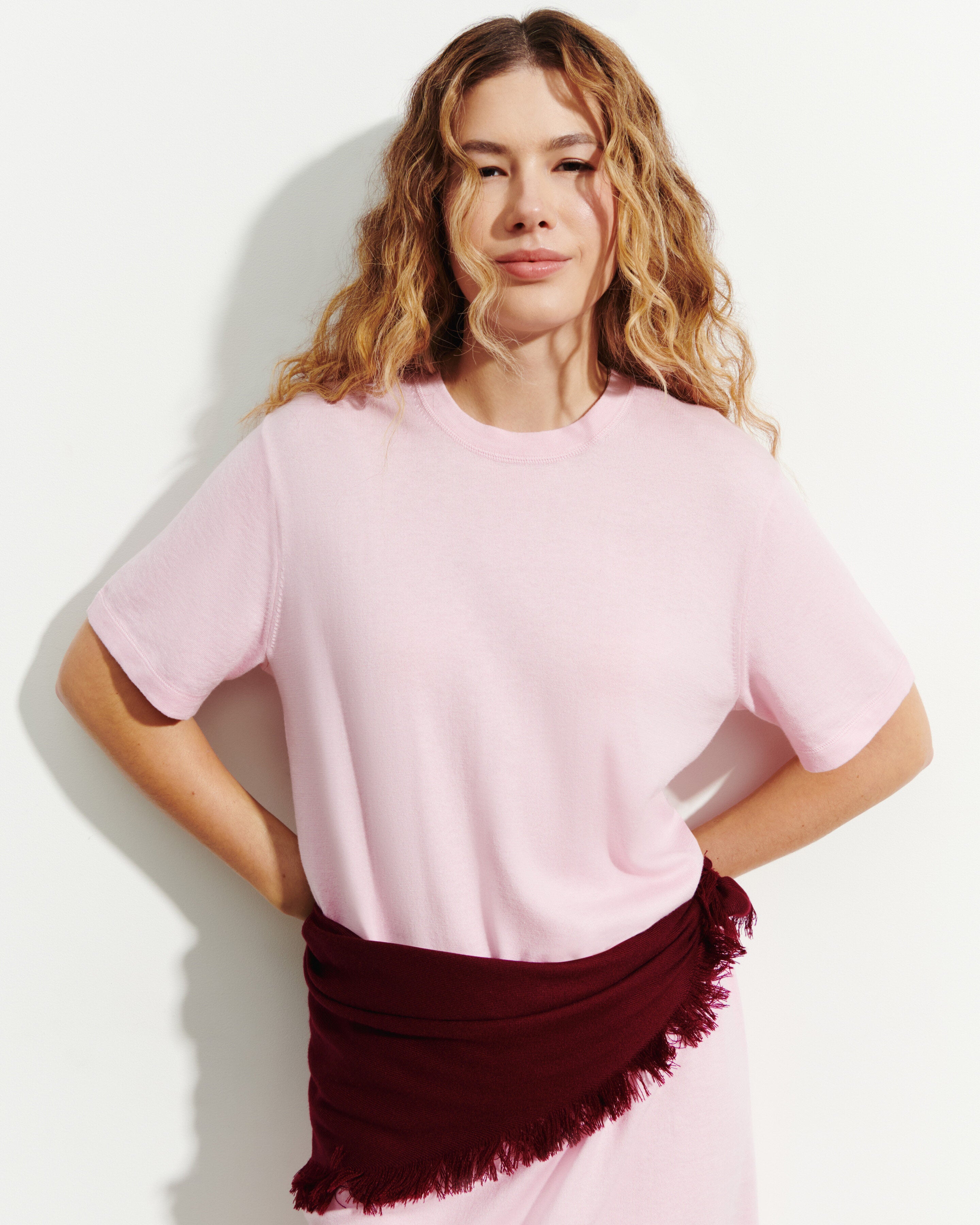 Robe T-shirt courte-SAKURA-85% pima coton 15% cachemire