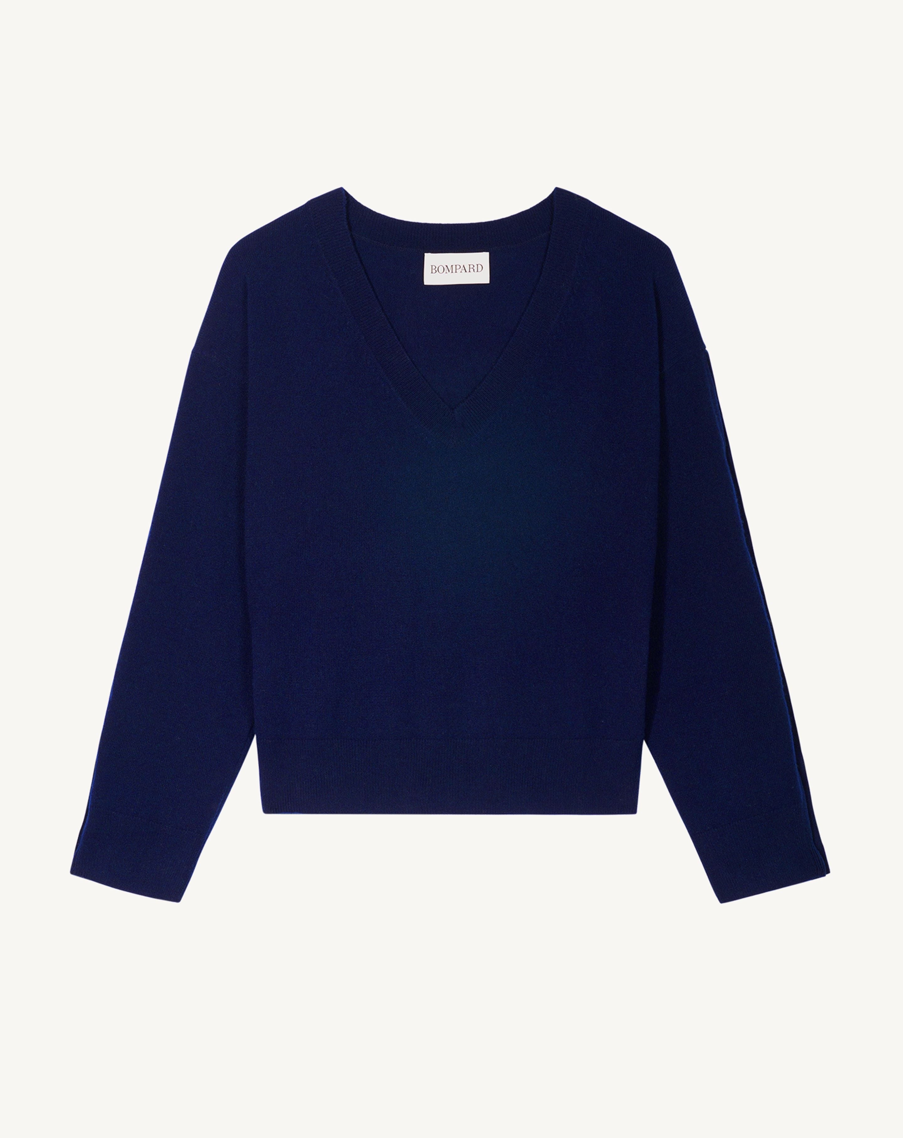 Pull col V à boutons-MARINE-100% cachemire