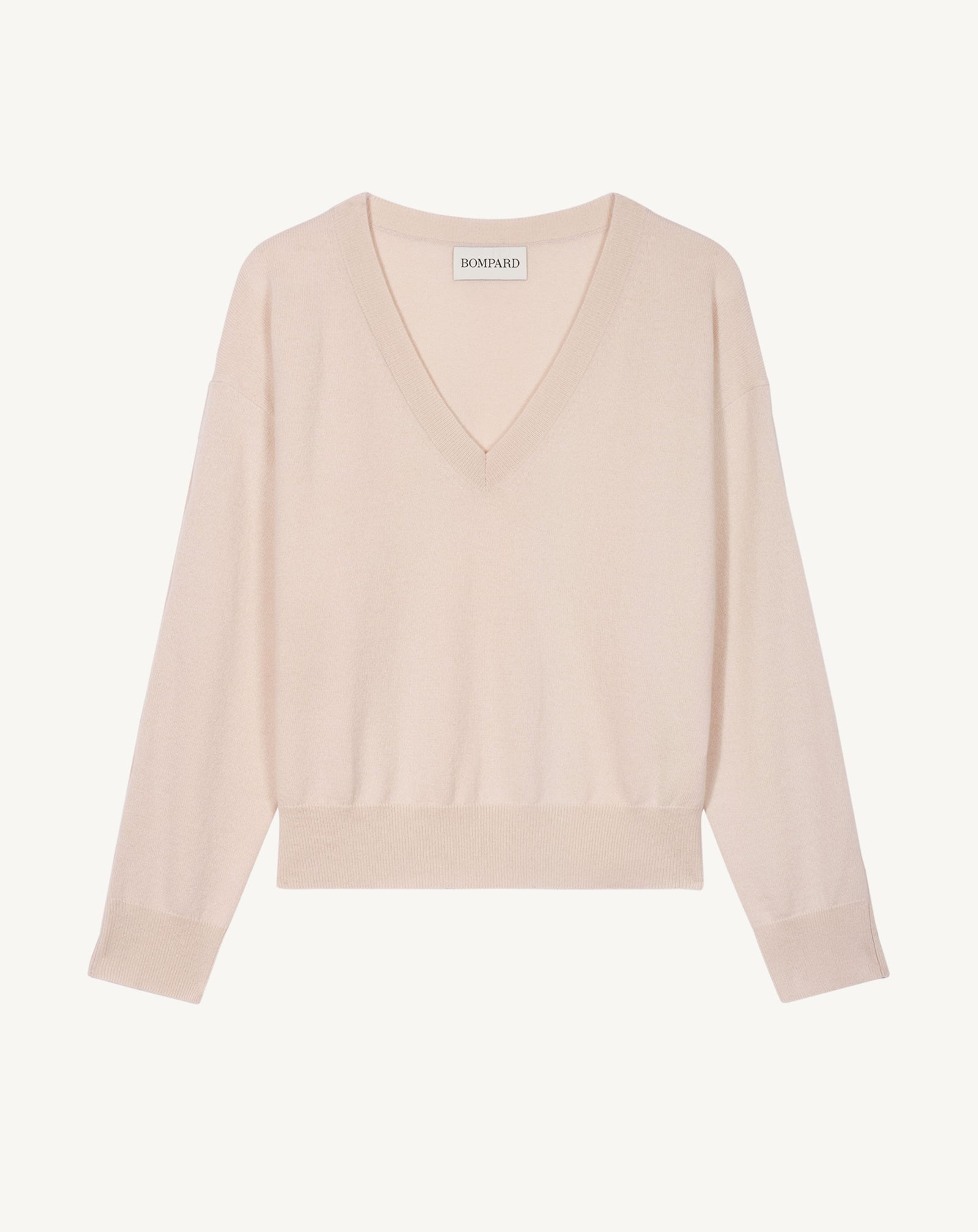 Pull col V à boutons-CREAM-100% cachemire