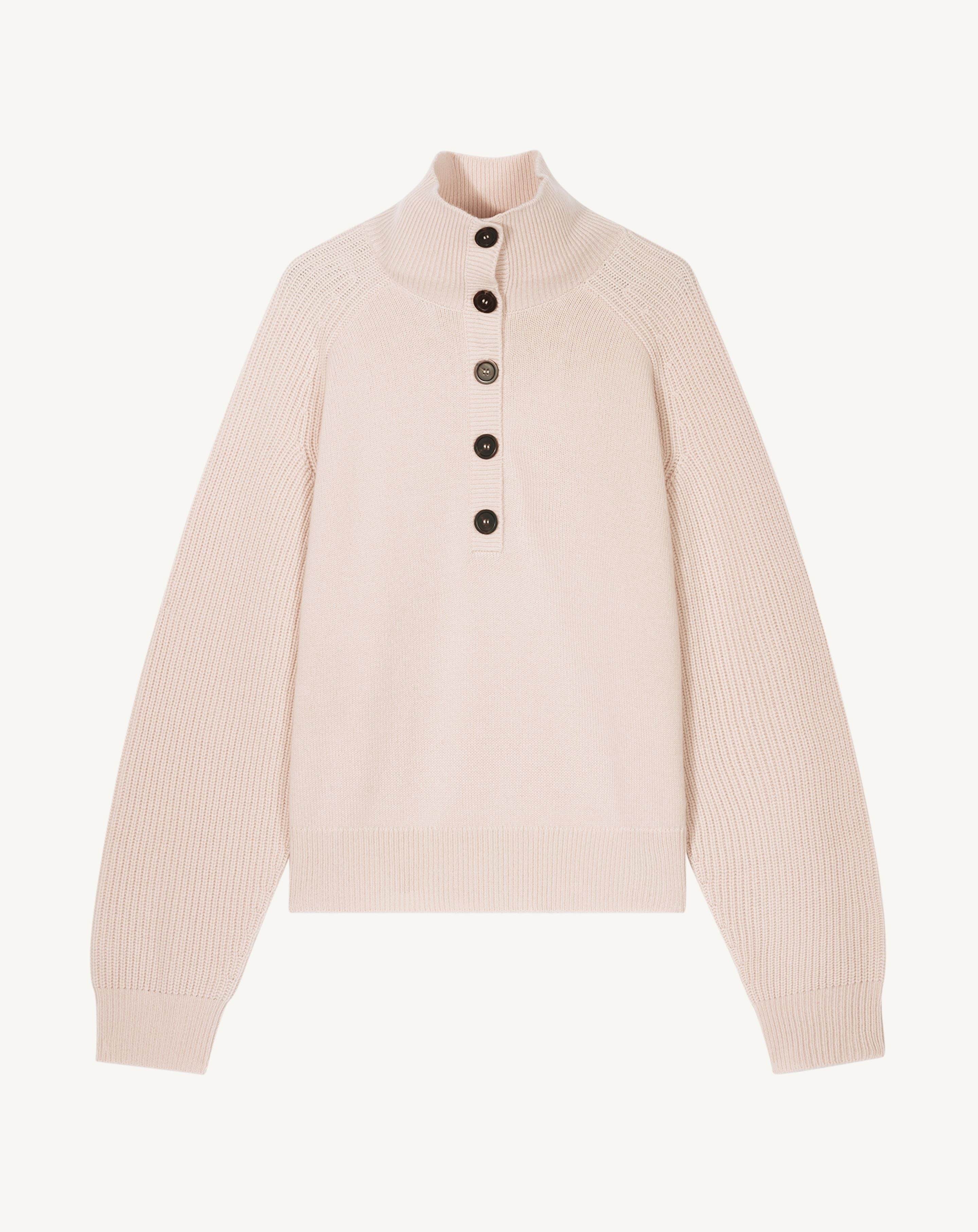 Pull camionneur boutonné-CREAM-100% cachemire