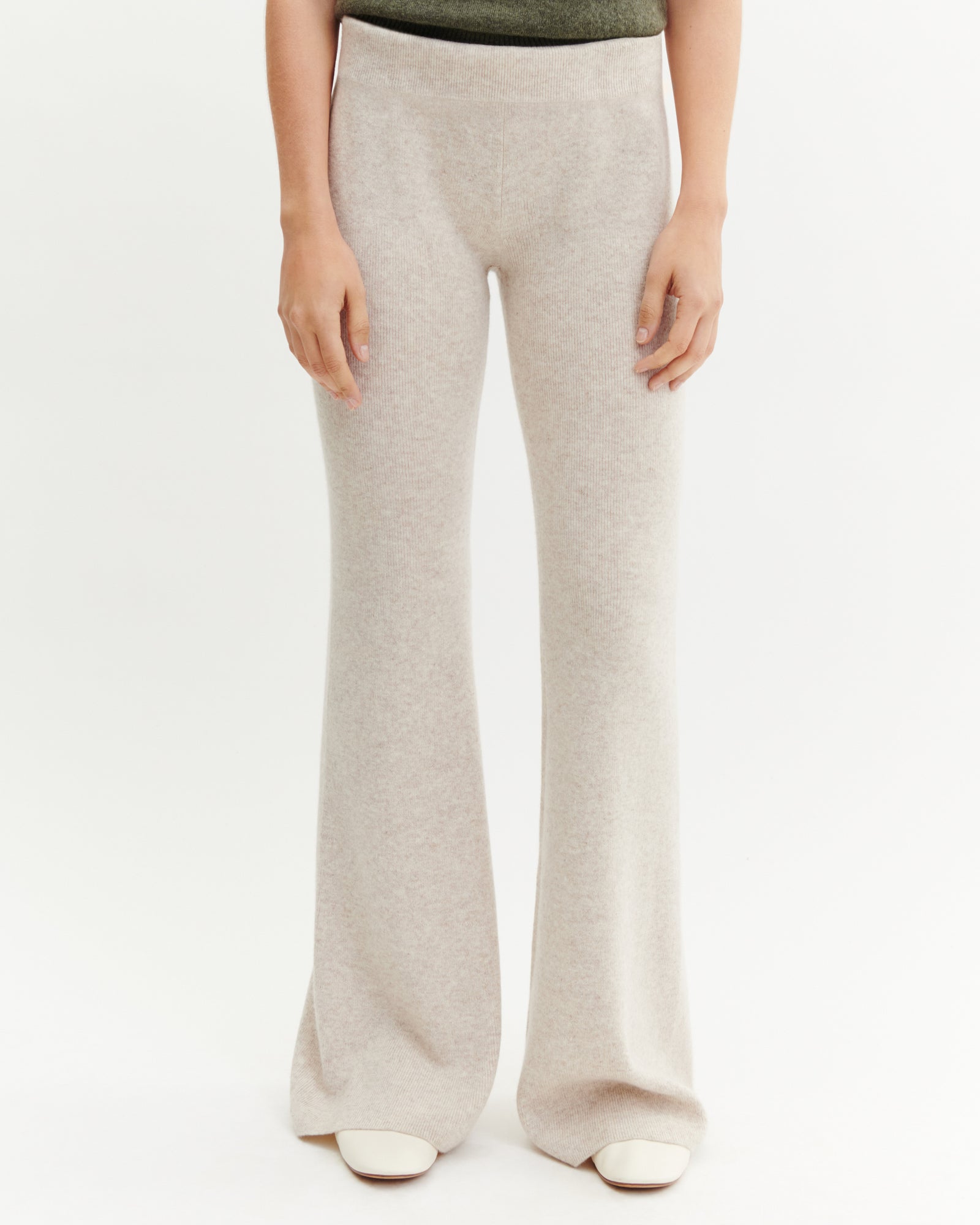 Pantalon évasé-TOURTERELLE-100% cachemire