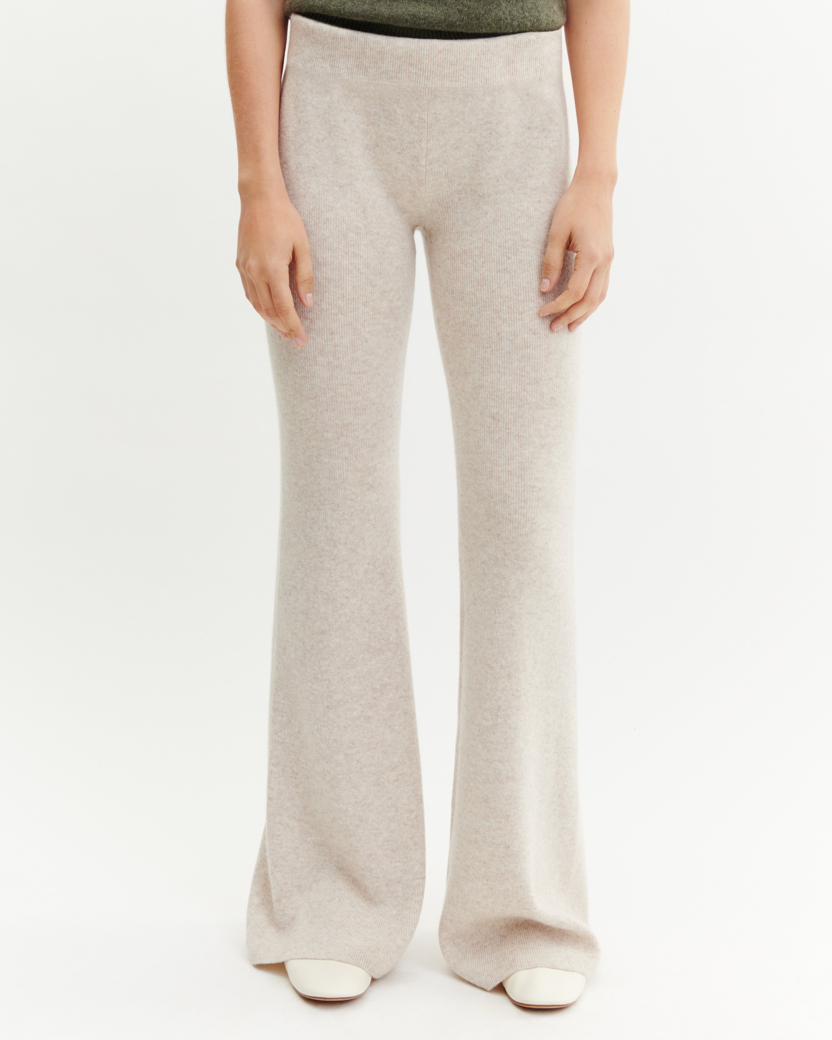 Pantalon évasé-TOURTERELLE-100% cachemire