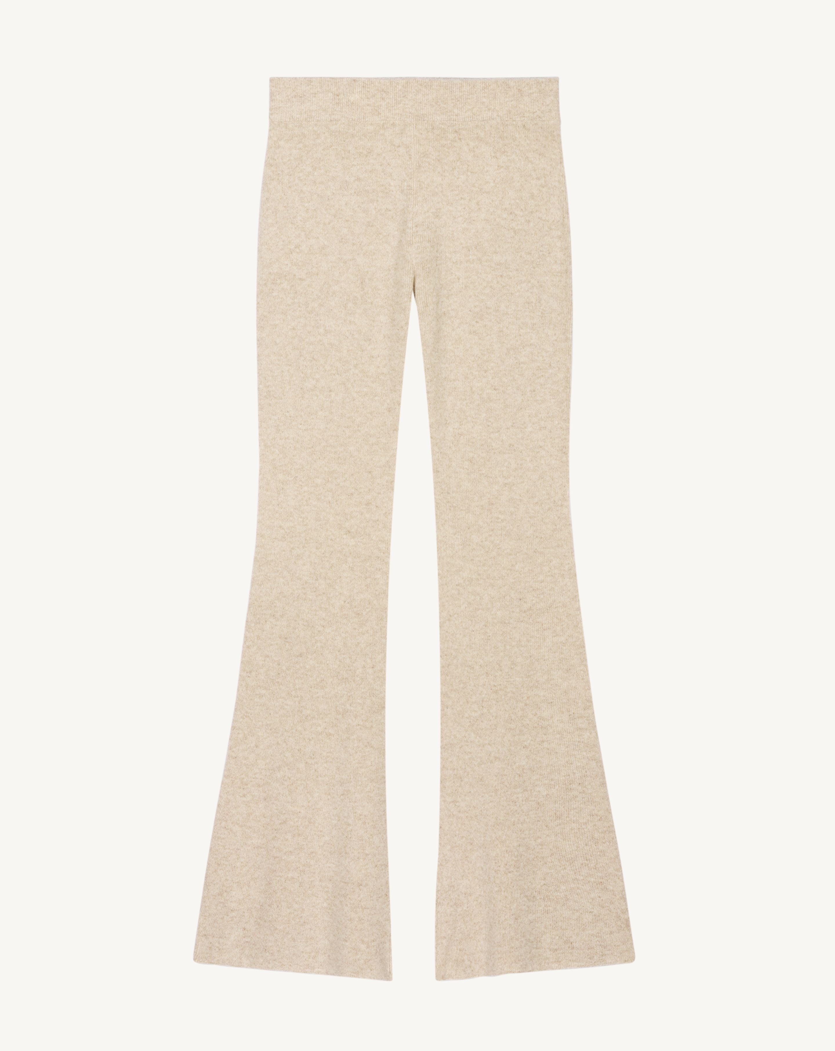 Pantalon évasé-TOURTERELLE-100% cachemire