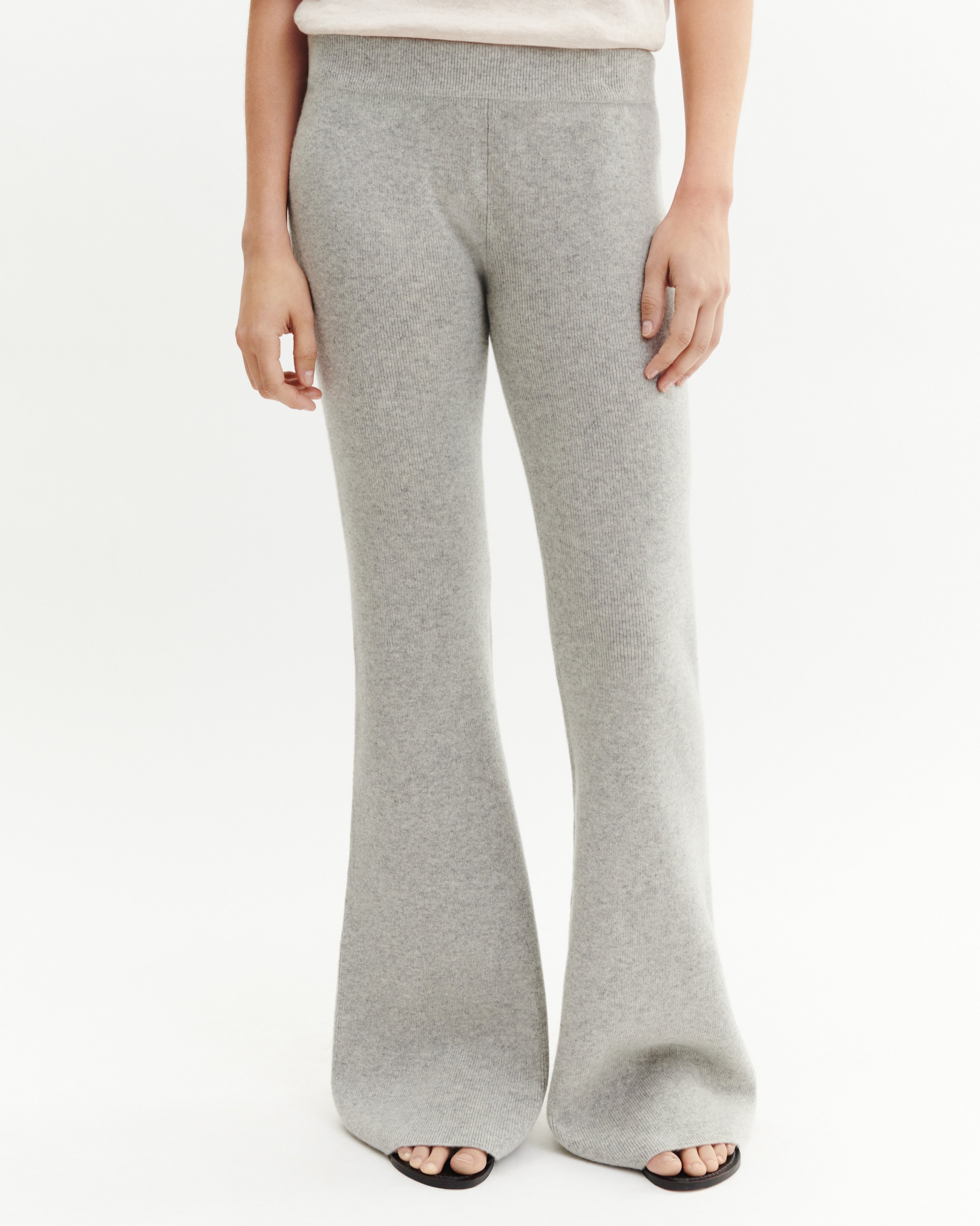 Pantalon évasé-GRIS ARGENTE-100% cachemire