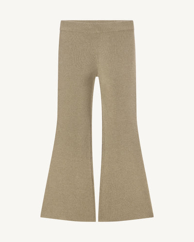 Pantalon évasé-BEIGE CENDRE-100% cachemire