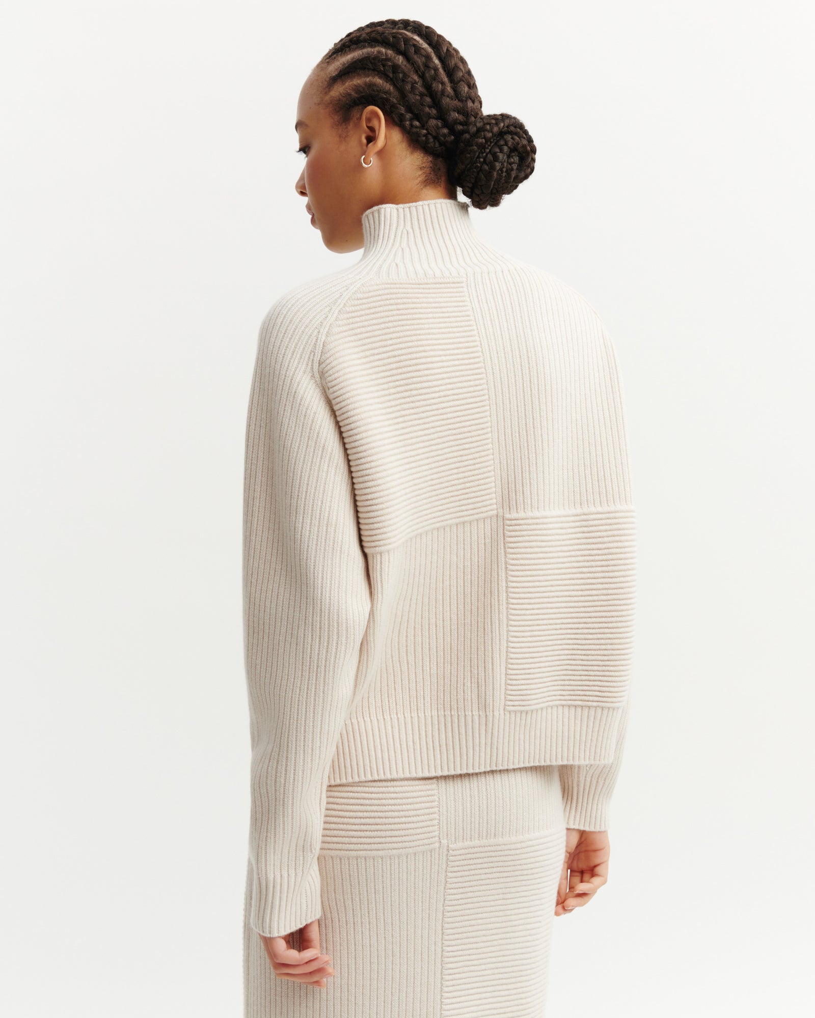 Col montant point ottoman-CREAM-70% cachemire 30% soie