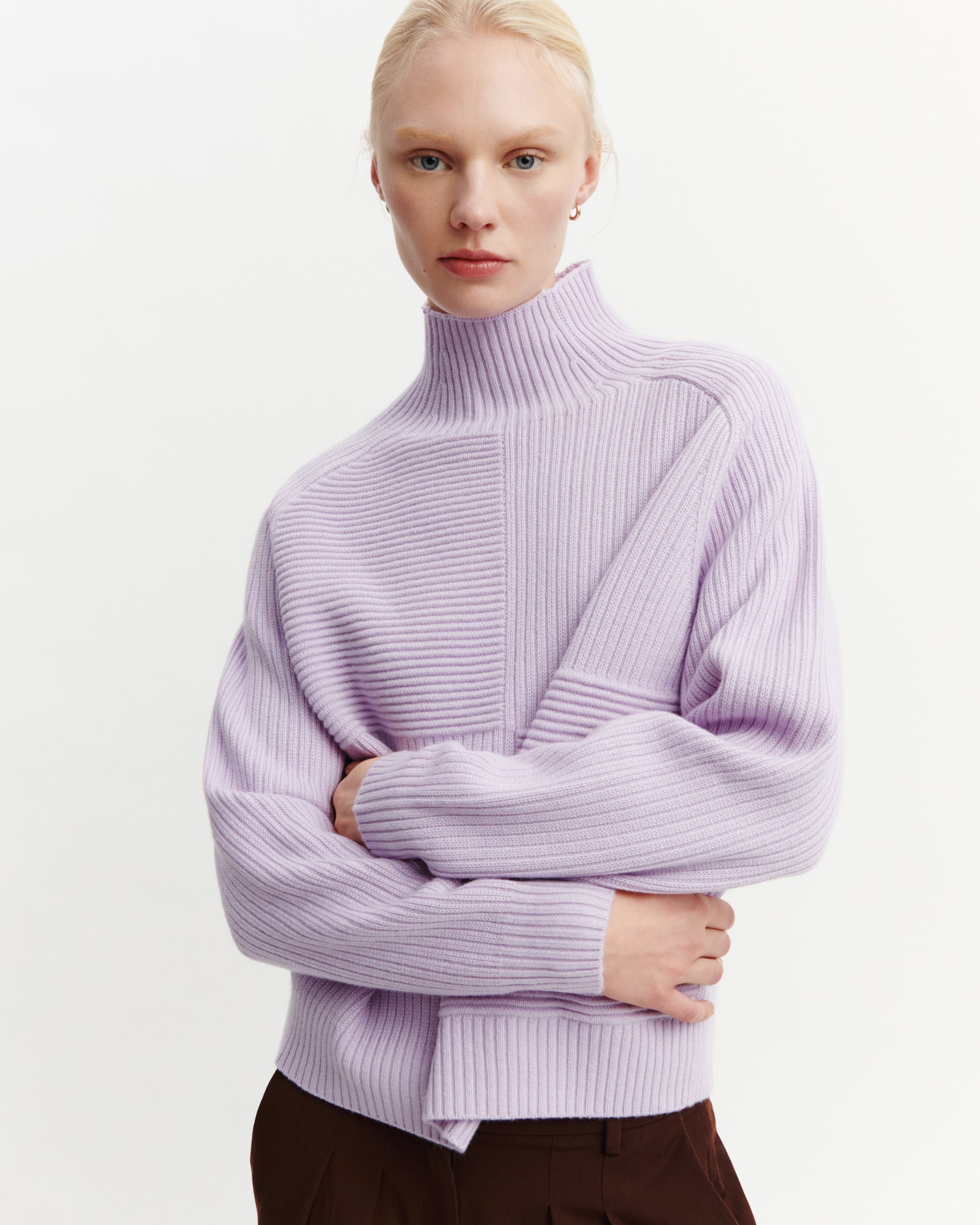 Col montant point ottoman-JACINTHE-70% cachemire 30% soie