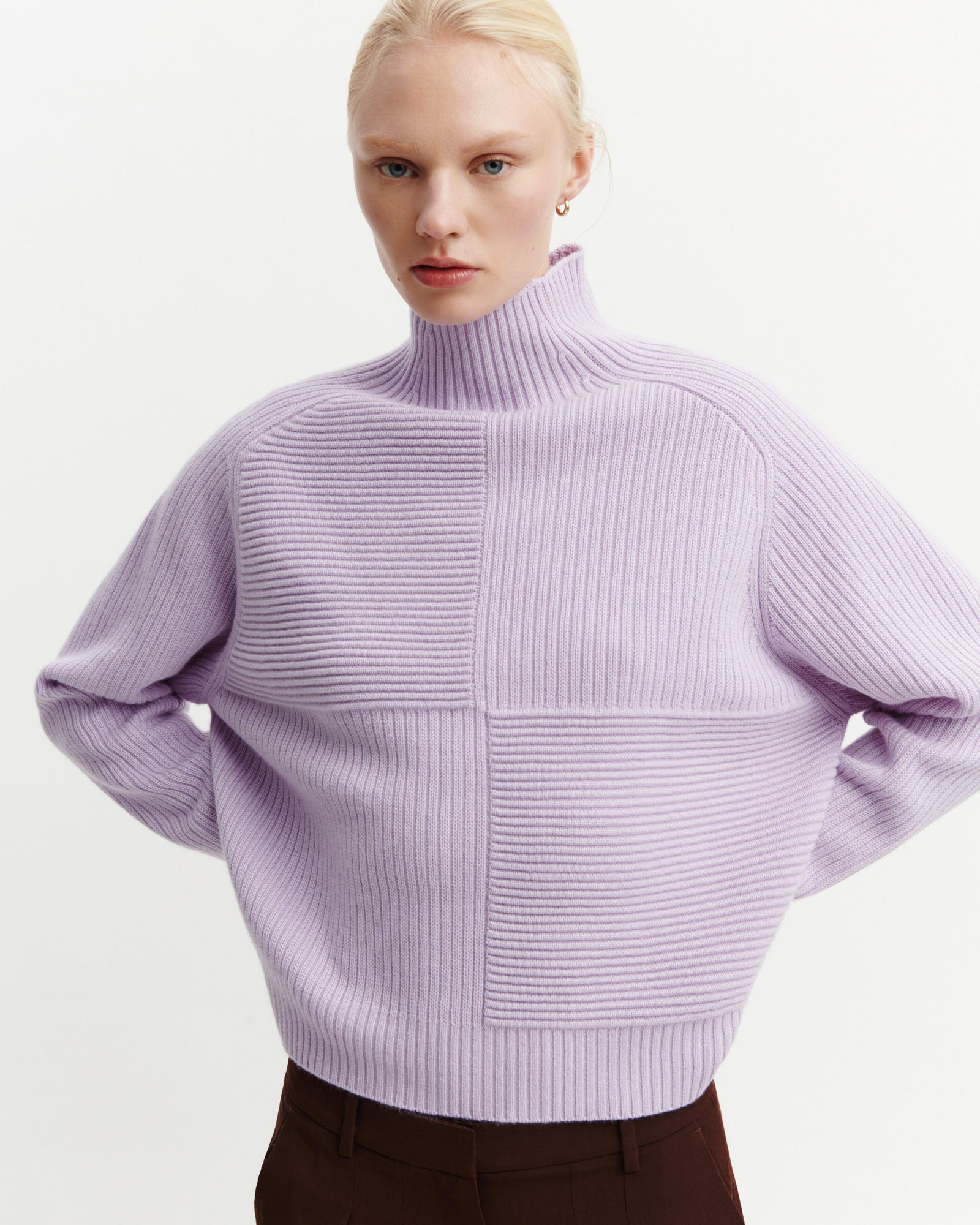 Col montant point ottoman-JACINTHE-70% cachemire 30% soie