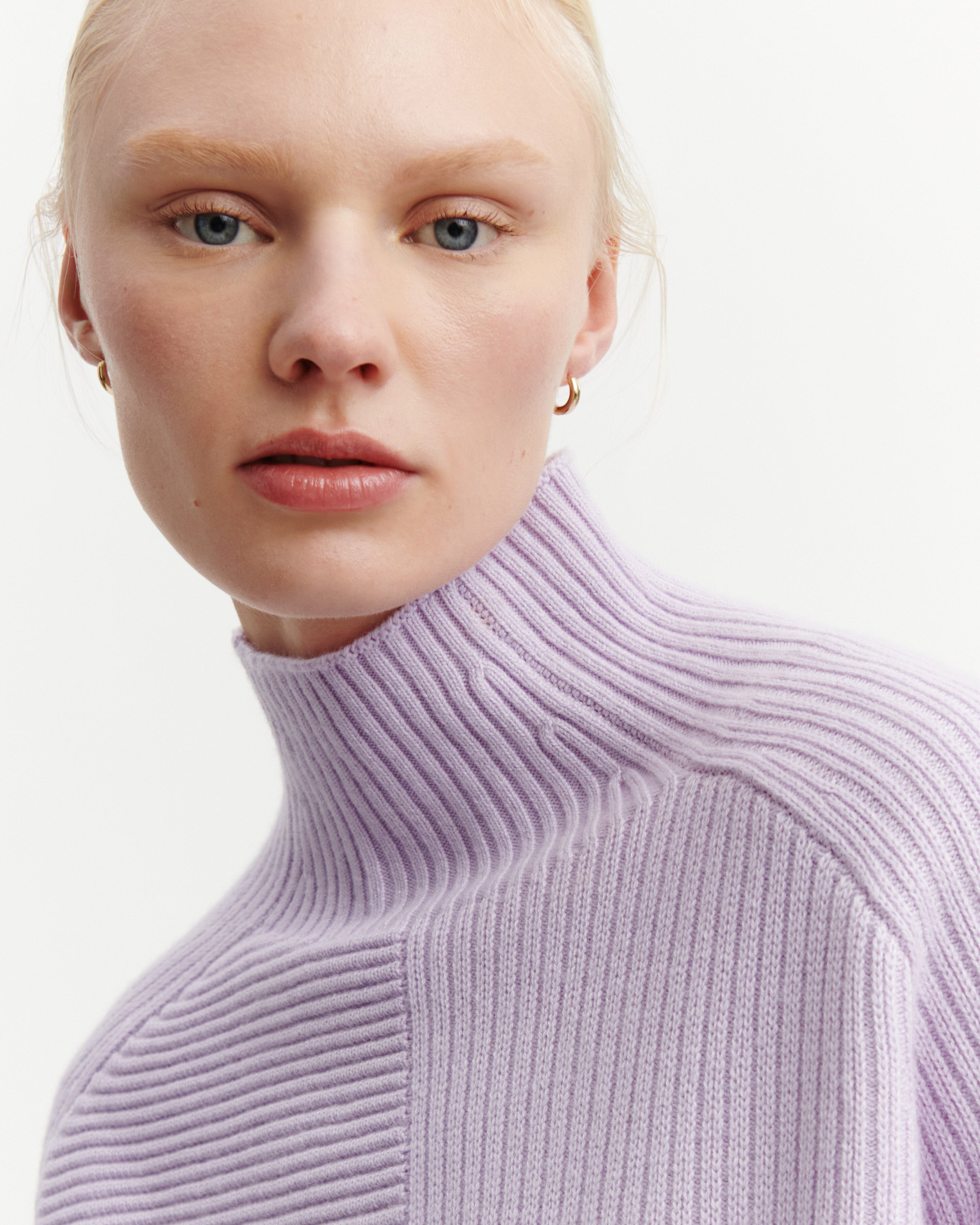 Col montant point ottoman-JACINTHE-70% cachemire 30% soie