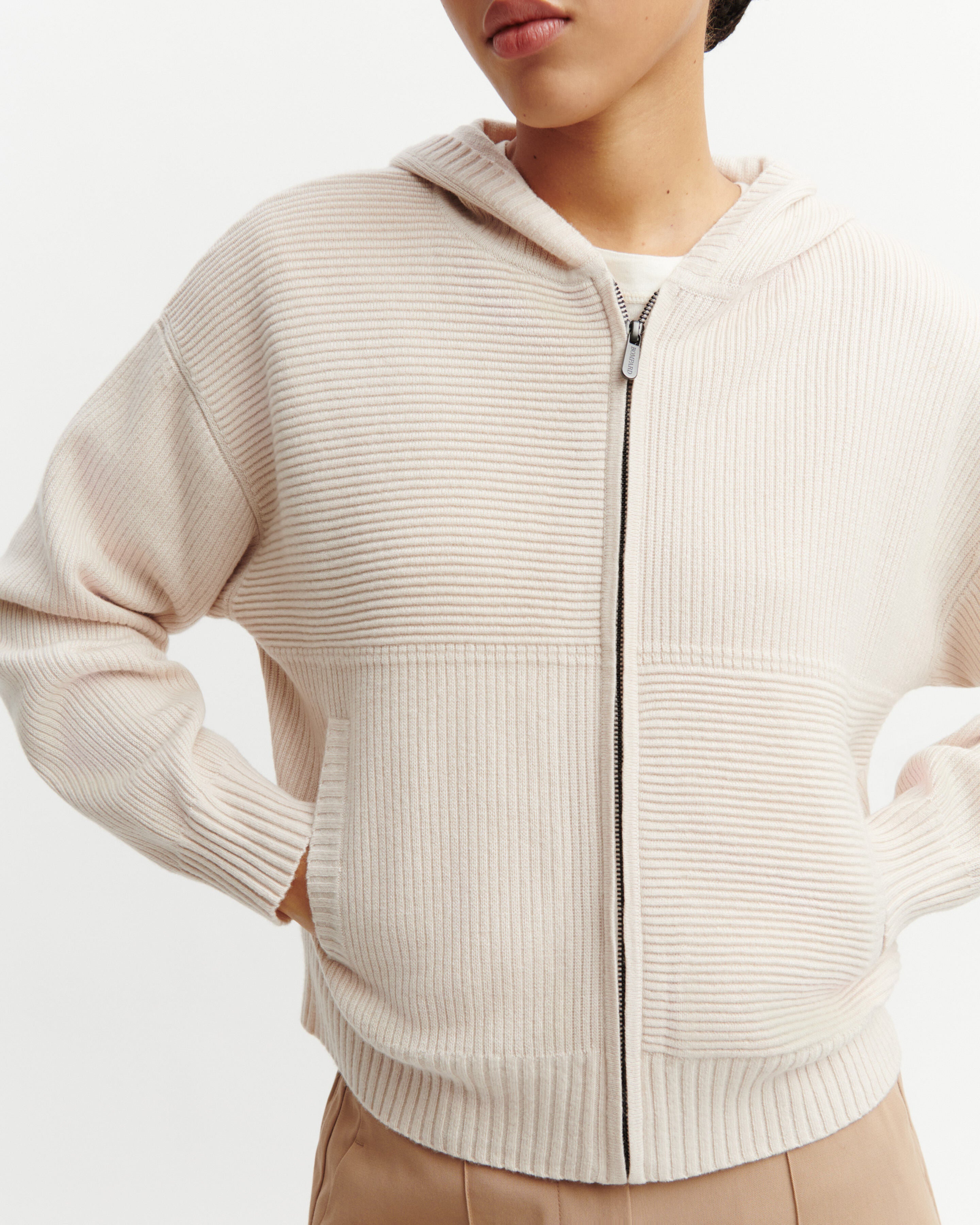 Pull à capuche ottoman-CREAM-70% cachemire 30% soie